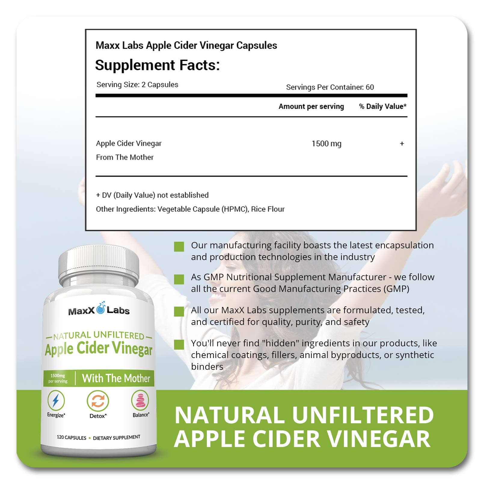 Apple Cider Vinegar Capsules with The Mother - Healthy Keto Diet Supplements MaxX LabsAu supplements