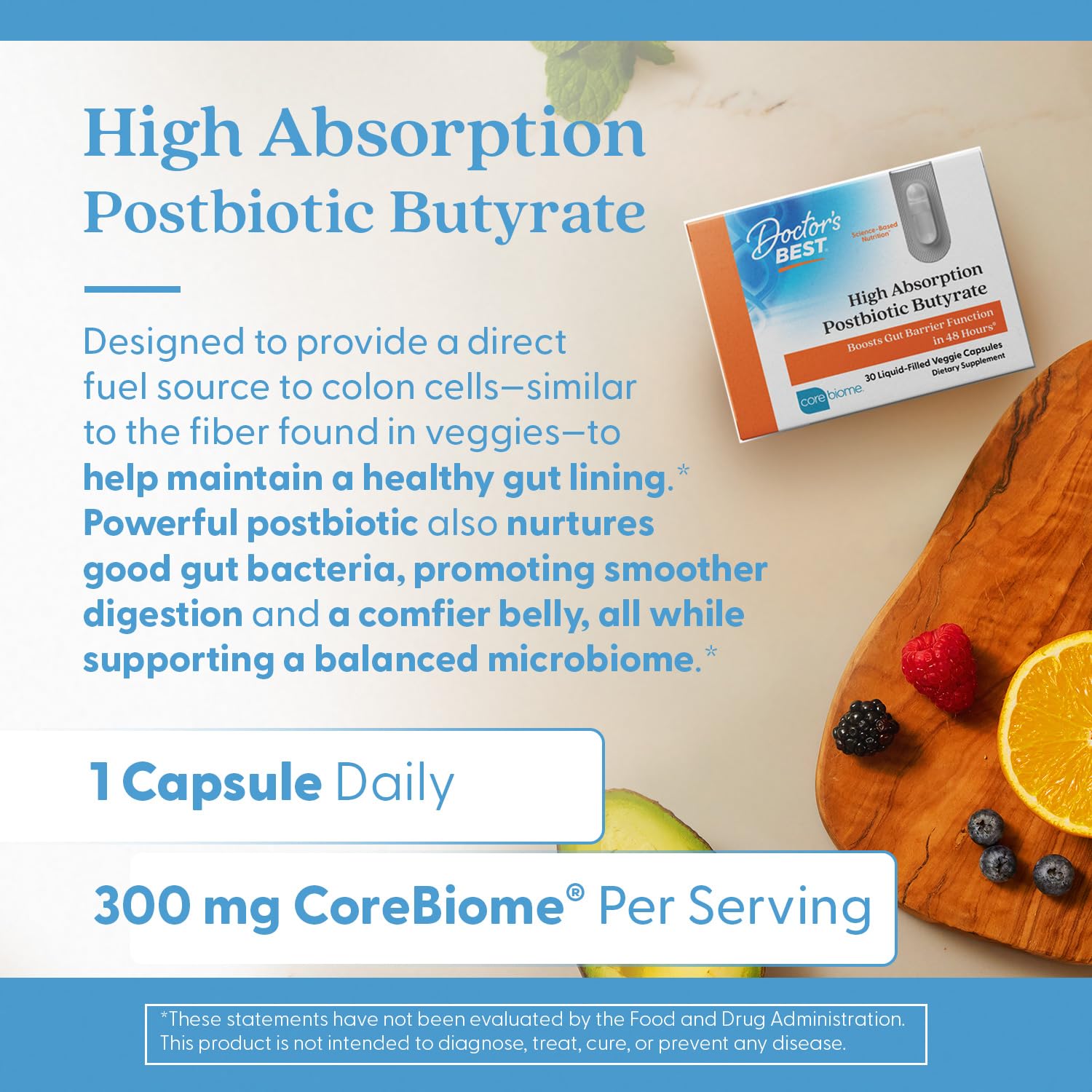 Doctor's BEST High Absorption Postbiotic Butyrate Featuring Corebiome, Gut & Immune Health, Non-GMO, Gluten Free, Soy Free, Vegan, 30 Liquid Veggie Caps Doctor's BESTAu supplements