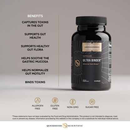 Quicksilver Scientific Ultra Binder - Multi Toxin Binder with Bentonite Clay Powder, Zeolite Detox & Charcoal - Supplement for Gut Support & The Body's Toxin Removal Process (120 Capsules) Quicksilver ScientificUS supplements
