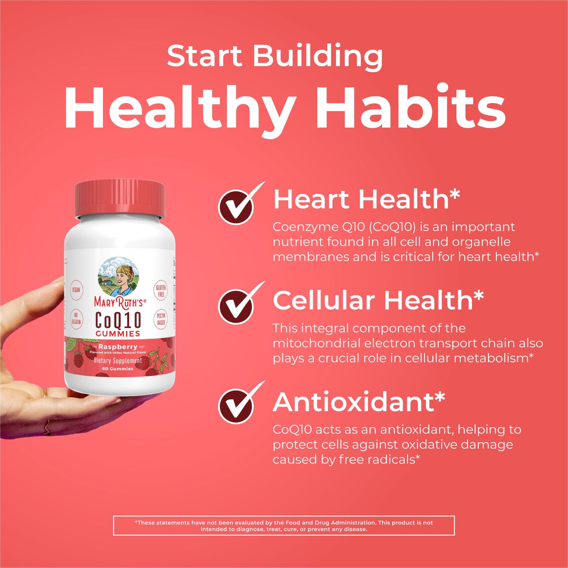 MaryRuth Organics CoQ10 Gummies | Coenzyme Q10 | Gummy Supplements for Heart Health & Cellular Health | Antioxidant | CoQ10 120 mg | Vegan | Non-GMO | Gluten Free | 60 Count | 1 Month Supply MARYRUTH'SUS supplements