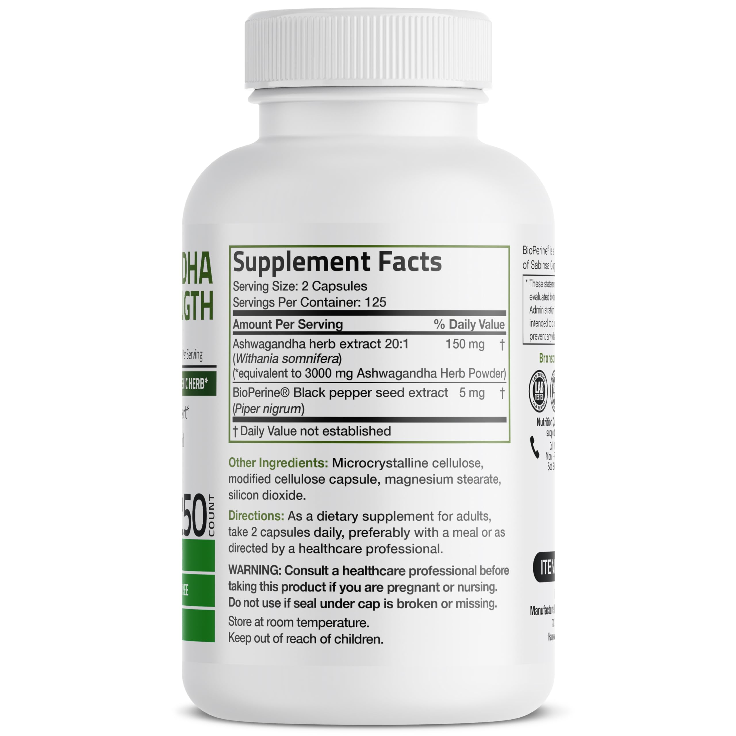 Bronson Ashwagandha Extra Strength 3000 mg Stress & Mood Support with BioPerine BronsonAu supplements