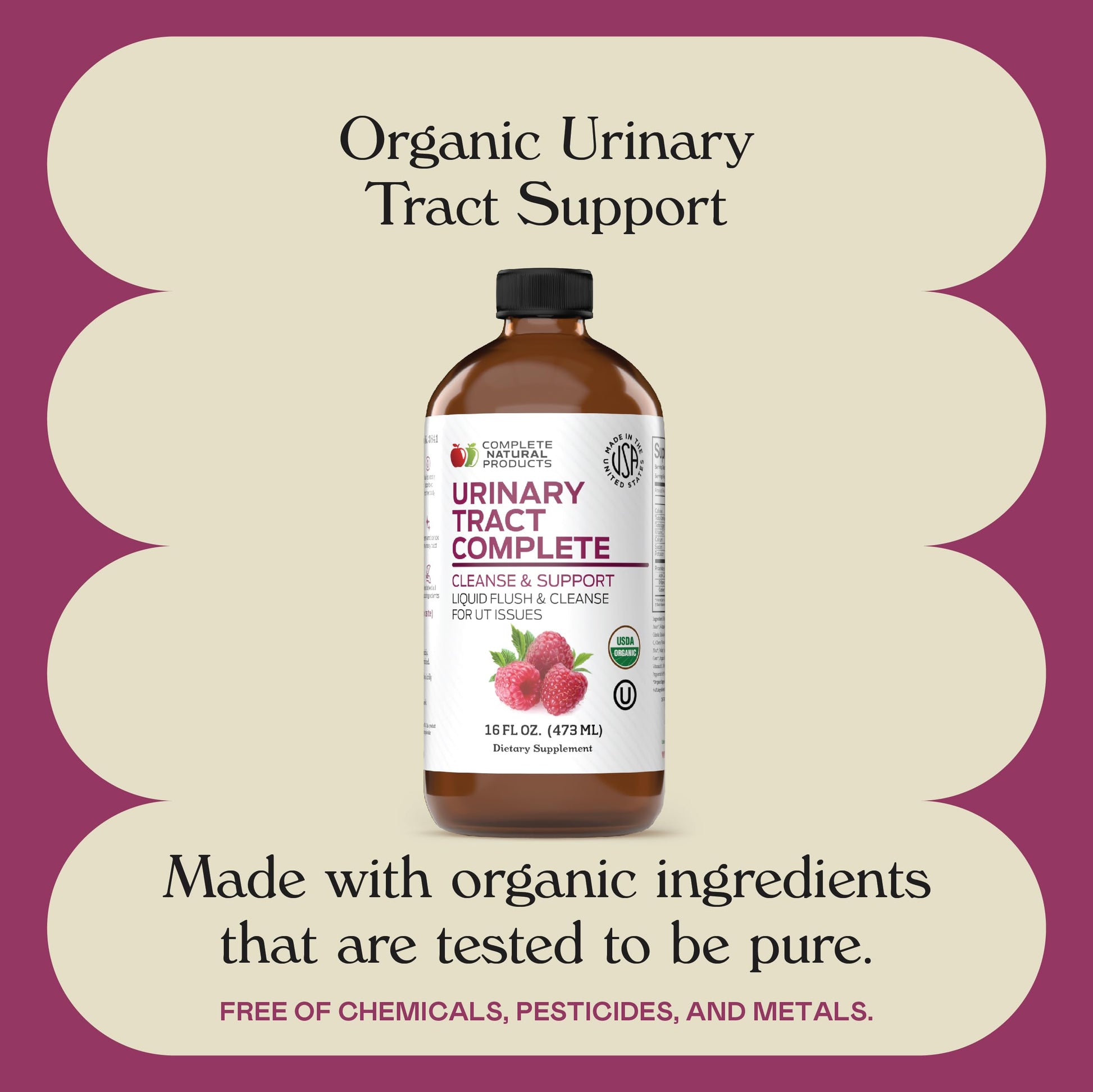 Complete Natural Urinary Tract Complete 8oz - Liquid Supplement for Urinary Tract Health with Organic Cranberry, D-Mannose, Beet Root, Fennel Seed, and Turmeric Complete Natural ProductsAu supplements