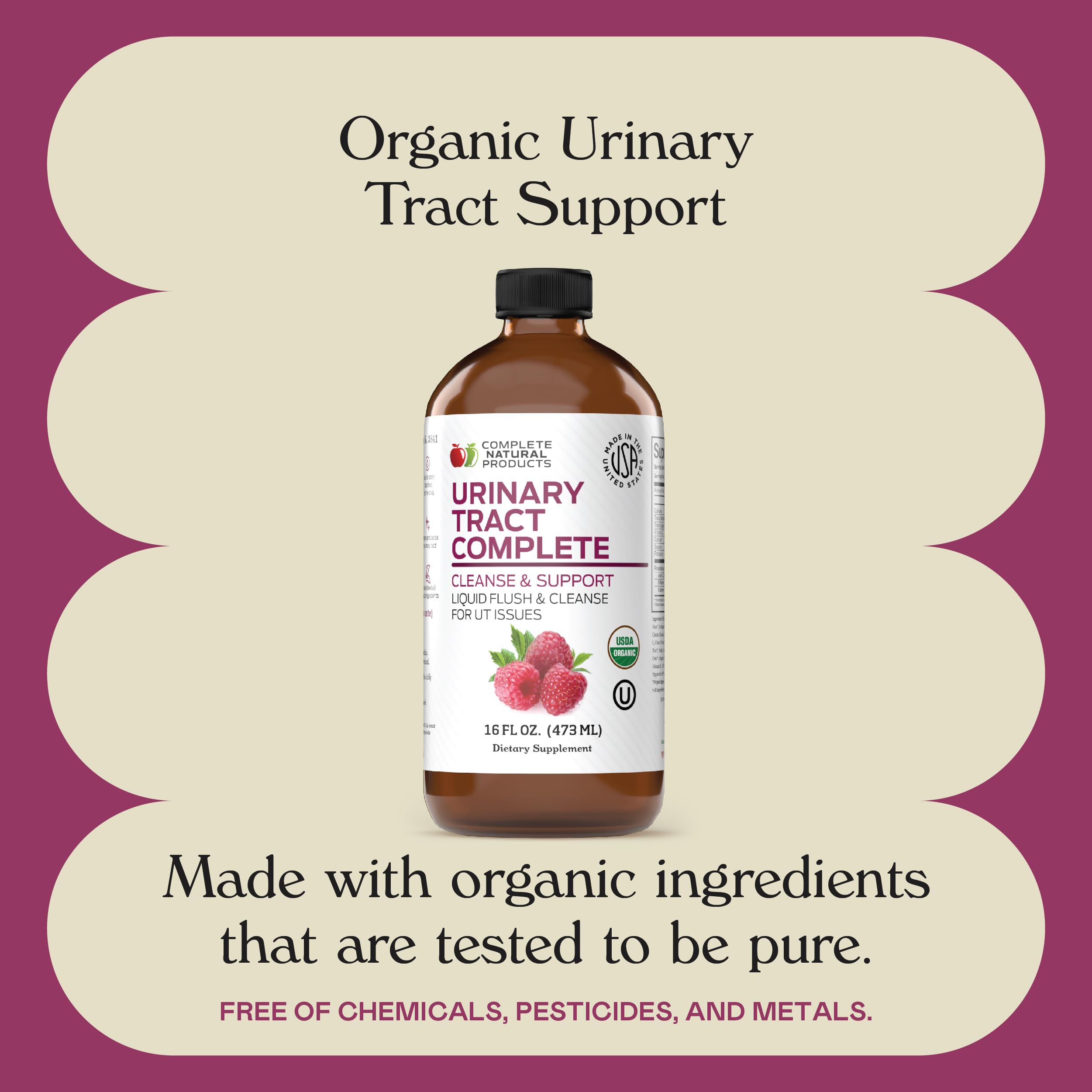 Complete Natural Urinary Tract Complete 8oz - Liquid Supplement for Urinary Tract Health with Organic Cranberry, D-Mannose, Beet Root, Fennel Seed, and Turmeric Complete Natural ProductsAu supplements