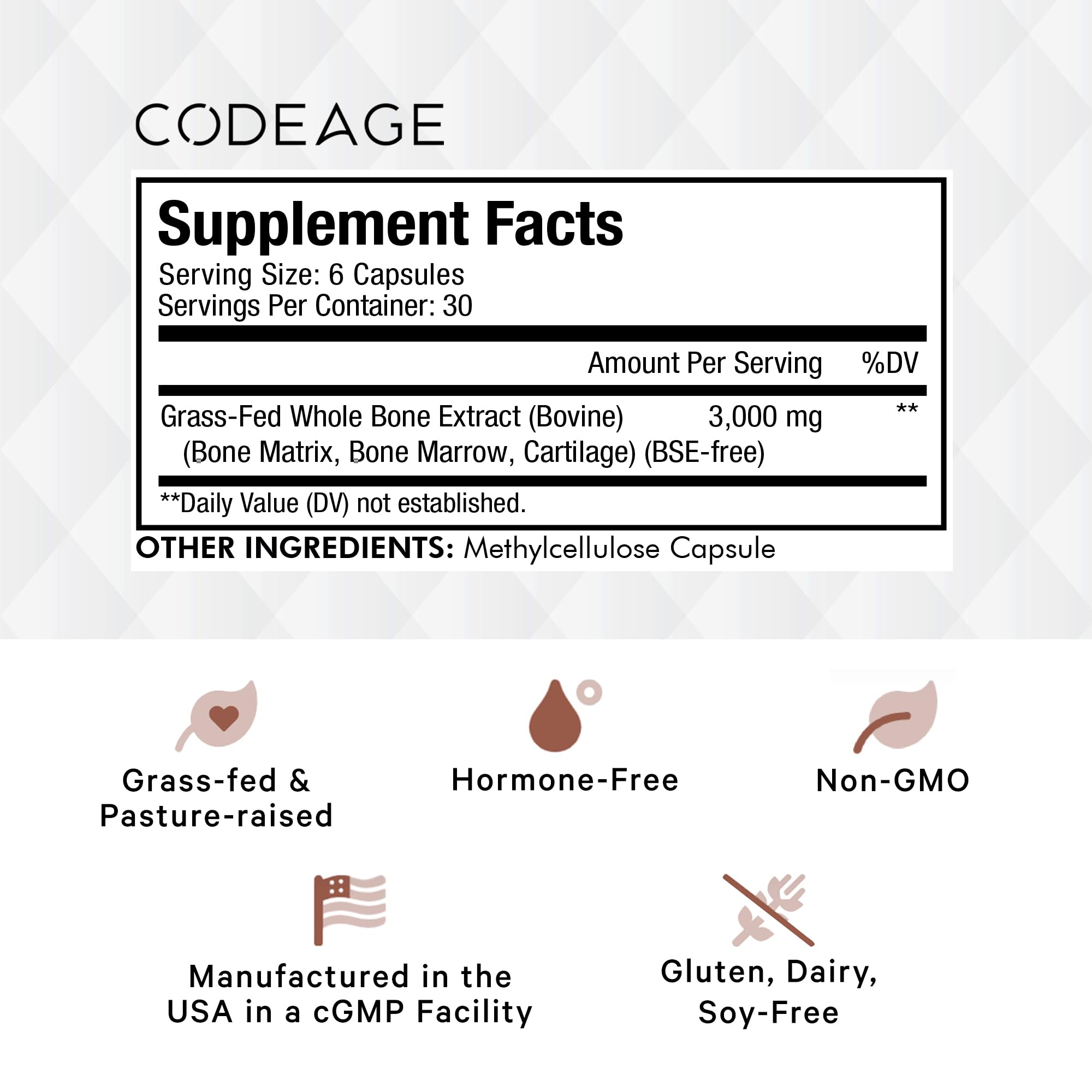 Codeage Grass Fed Bone Marrow, Full Spectrum Whole Bone Extract CodeageAu supplements