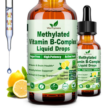 Methylated B Complex Liquid Drop Complete 9-in-1 Methyl B Vitamins w. B12 Methylfolate Inositol Choline TMG Vitamin C E, Super B-Complex Methylated for MTHFR Support, Energy Mood Nerve & Brain Health1 Vita PLynxeraAu supplements
