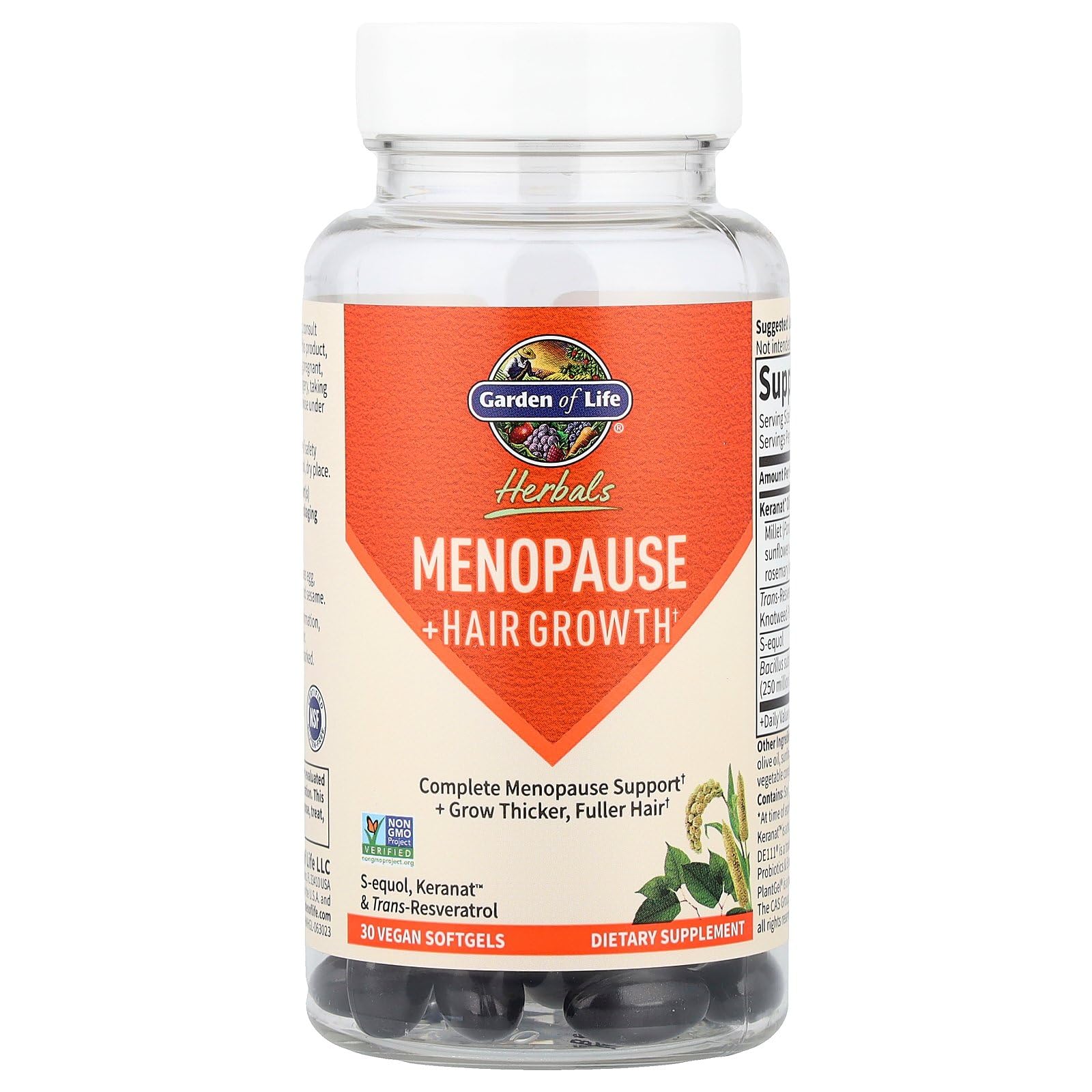 Garden of Life Herbals Menopause Supplement with S-equol & Trans-Resveratrol for Multi-Symptom Relief, Keranat for Thicker, Fuller Hair Growth – Non-GMO, Gluten-Free, Vegan, Berry Flavor, 30 Servings Garden of LifeAu supplements