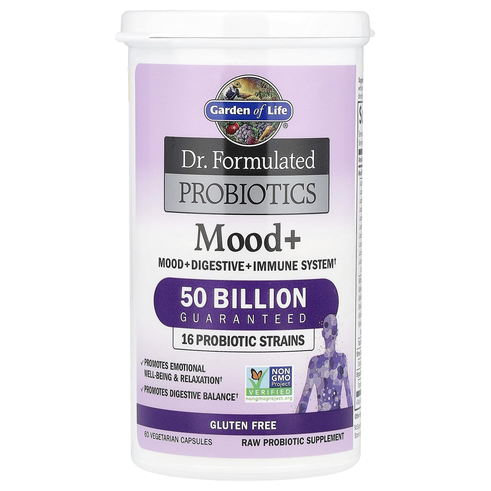 Garden of Life Probiotics Mood+ Dr Formulated Acidophilus Probiotic Supplement - Promotes Emotional Well-Being, Relaxation and Digestive Balance - Ashwagandha for Stress Management, 60 Veggie Caps Garden of LifeAu supplements