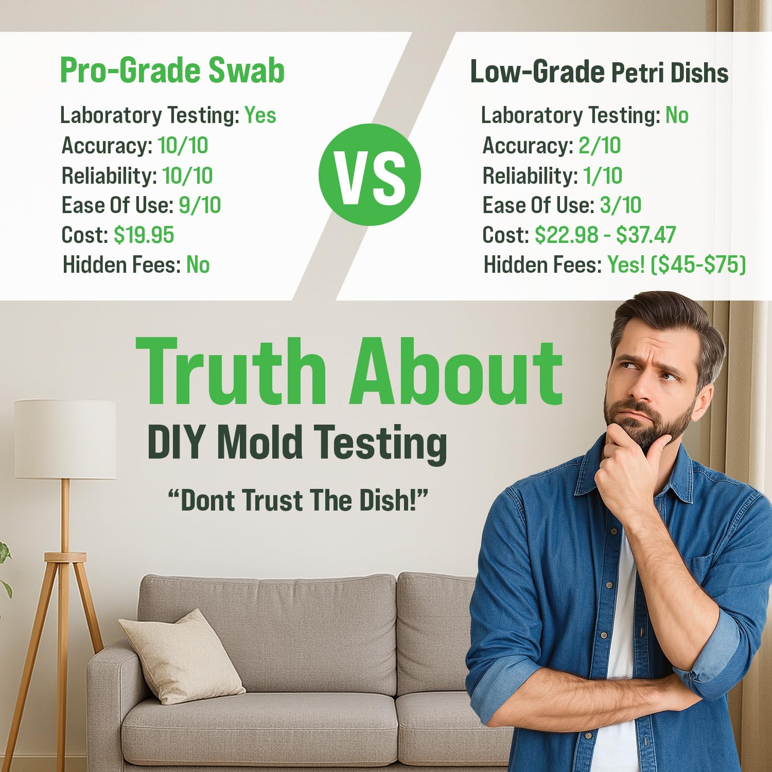 Microbial Mold Test Kit for Home - Indoor Air Quality and Surface Testing - Detects Black Mold, Mildew, and Fungi - Air and Surface Mold Detection Kit with Lab Analysis Included MICROBIAL MAINTENANCEAu supplements