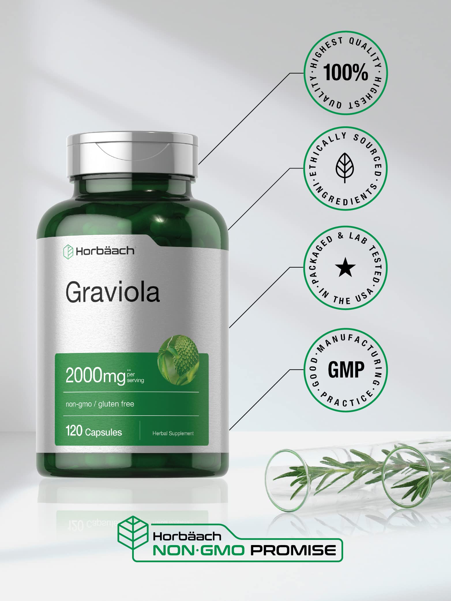 Graviola Extract 2000 mg 120 Capsules With Graviola Proprietary Blend Ingredient HorbäachAu supplements