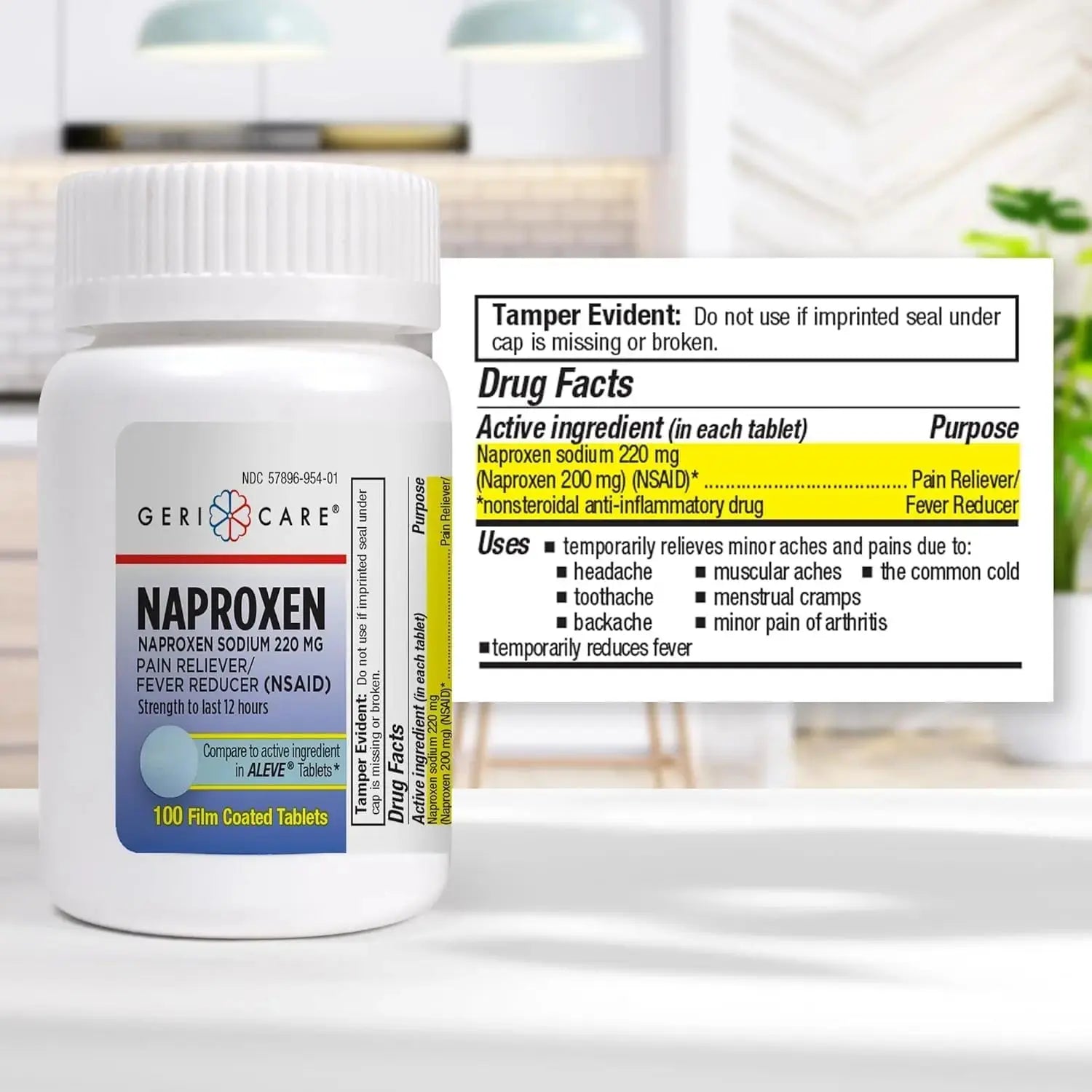 GeriCare Naproxen Sodium Tablets, 220mg (100 Count)- NSAID Extra-Strength Pain Relief for Headache, Arthritis, Muscle Aches, Menstrual Cramps- Film-Coated Naproxen, Anti-Inflammatory & Fever Reducer GeriCareAu supplements