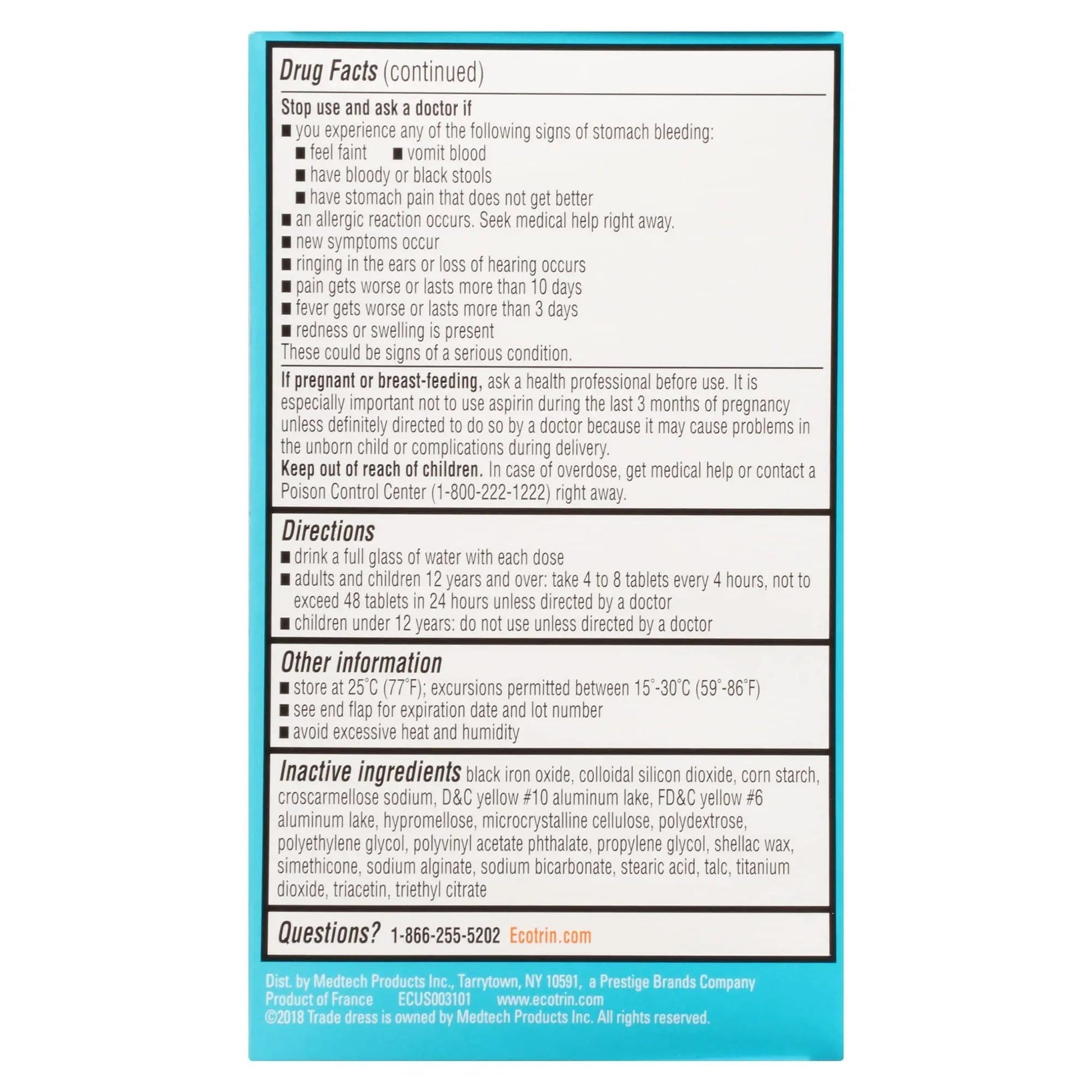 Ecotrin Low Strength Safety Coated Aspirin | NSAID | 81mg | 365 Tablets EcotrinAu supplements