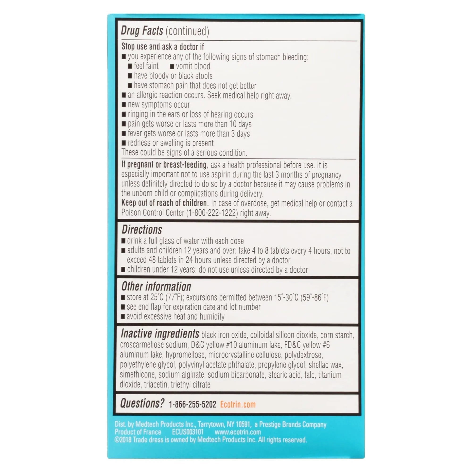 Ecotrin Low Strength Safety Coated Aspirin | NSAID | 81mg | 365 Tablets (2 Pack) EcotrinAu supplements