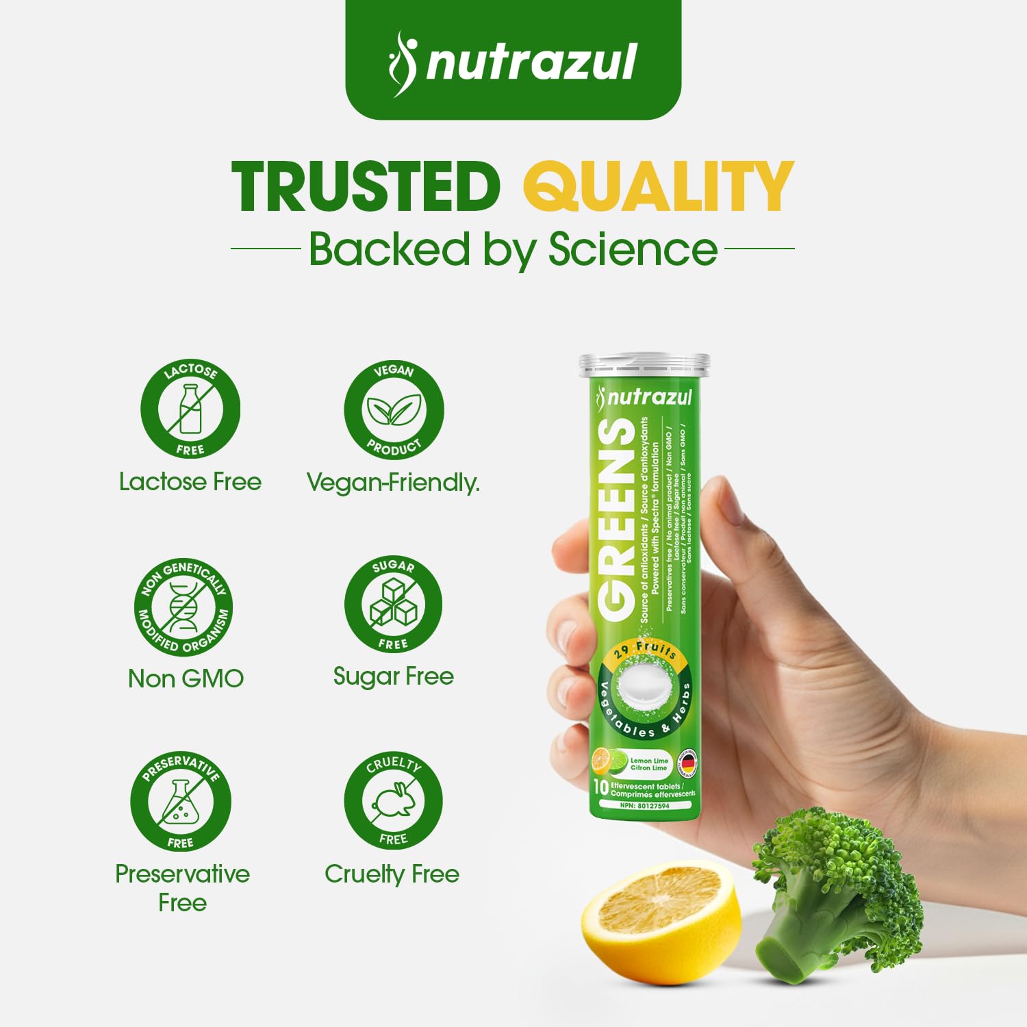 nutrazul Greens Effervescent Tablets - Daily Super Greens Supplement with 29 Superfoods - Antioxidant & Immune Support - Lemon Lime Flavor - Non-GMO - 30 Tablets nutrazulAu supplements