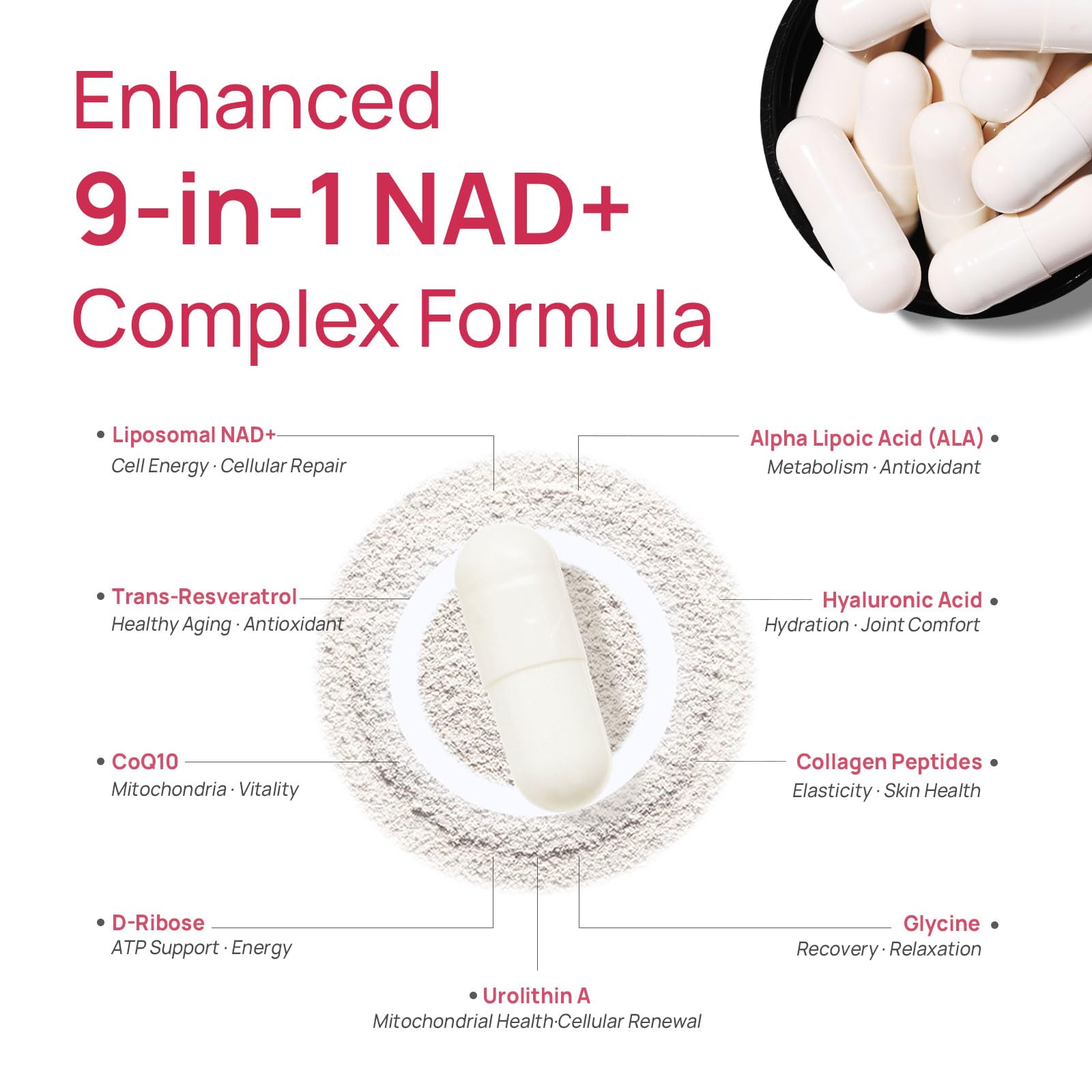 NAD+ Supplement for Women - NMN Alternative with β-NAD+, Trans-Resveratrol, CoQ10, D-Ribose - Promotes Cellular Renewal, Energy, and Radiant Skin Health - 60 Capsules Advanced SelerbAu supplements