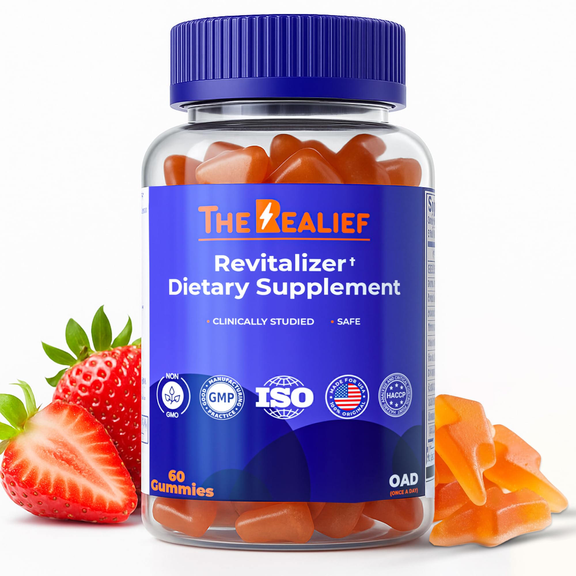 The Realief 60 Count Post Party Gummies – DHM, Milk Thistle & Electrolytes – Wellness Support – Strawberry Flavor – Wake Up Refreshed The RealiefAu supplements