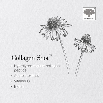 New Nordic Collagen Shot High-Absorbency Premium Liquid Daily Sachets - 15x Hydrolysed Shots - Freshwater Marine Collagen New Nordic LtdUS supplements