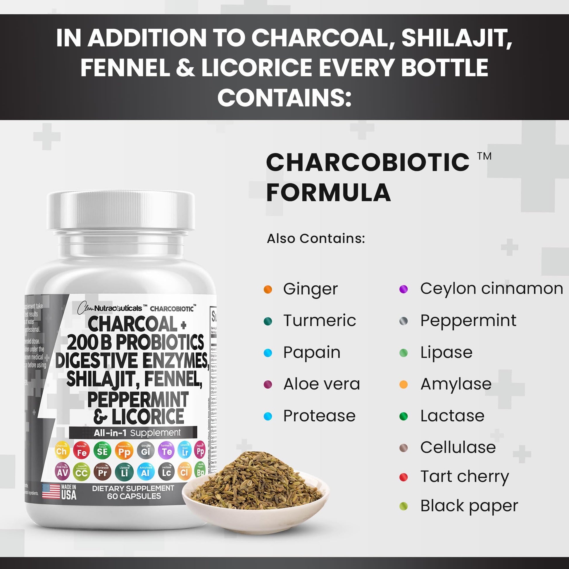 Clean Nutra Activated Charcoal Capsules 1000mg Shilajit 5000mg Pills Clean NutraceuticalsUS supplements