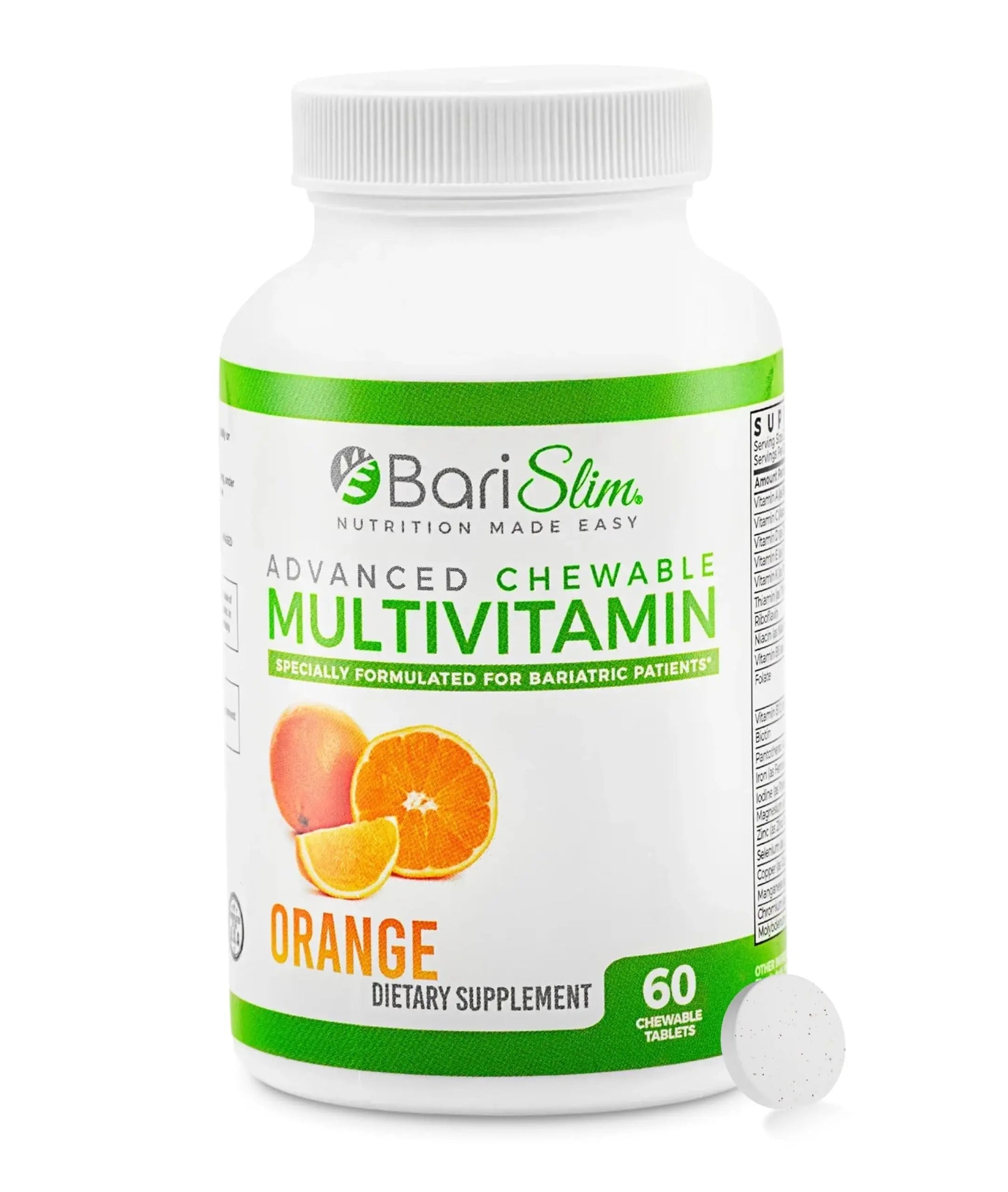 BariSlim Advanced Chewable Bariatric Multivitamin Tablets - Bariatric Vitamin and Supplement for Post Bariatric Surgery Including Gastric BariSlimAu supplements