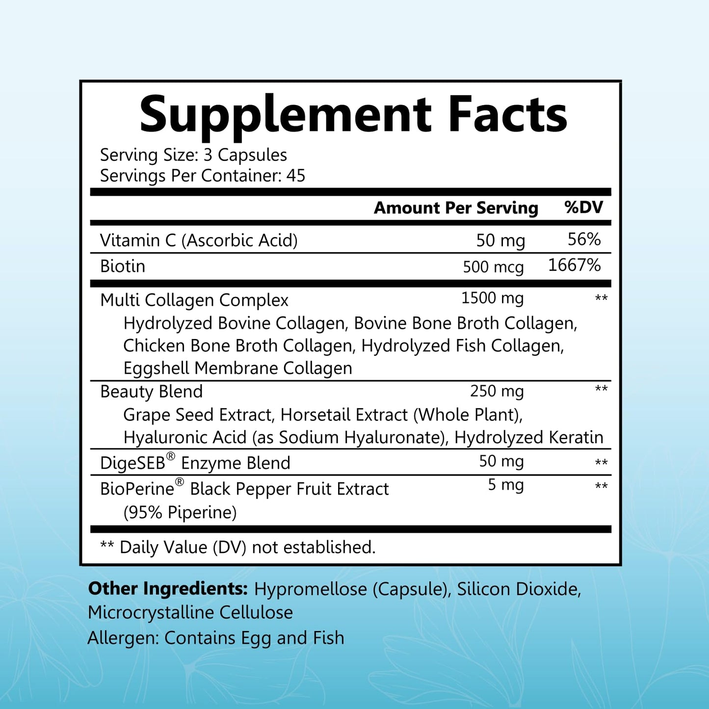 Multi Collagen Pills for Women (Types I II III V X) with Vitamin C Hyaluronic Acid Biotin BioSchwartzUS supplements
