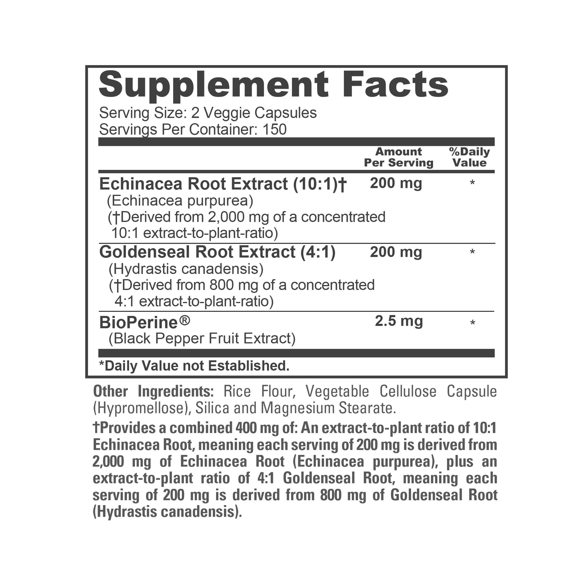 NusaPure Echinacea Goldenseal 200mg, (Extract 10:1, Equivalent to 2,000mg), 200mg, (Extract 4:1, Equivalent to 800mg) - 2800mg 300 Veggie Caps (Vegetarian, Non-GMO, Vegan) NusaPureAu supplements