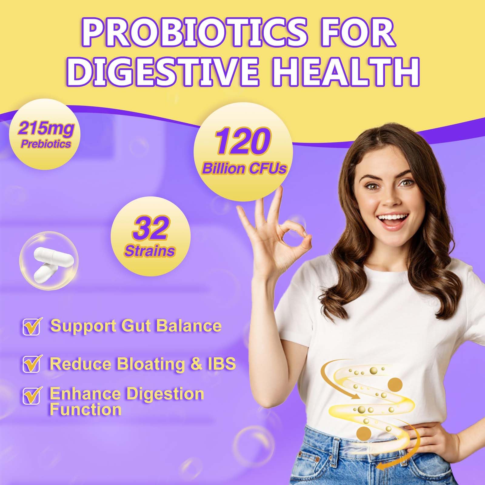Probiotics for Women & Men Digestive Health，120 Billion CFUs, Prebiotics and Probiotics DRFOSTERAu supplements