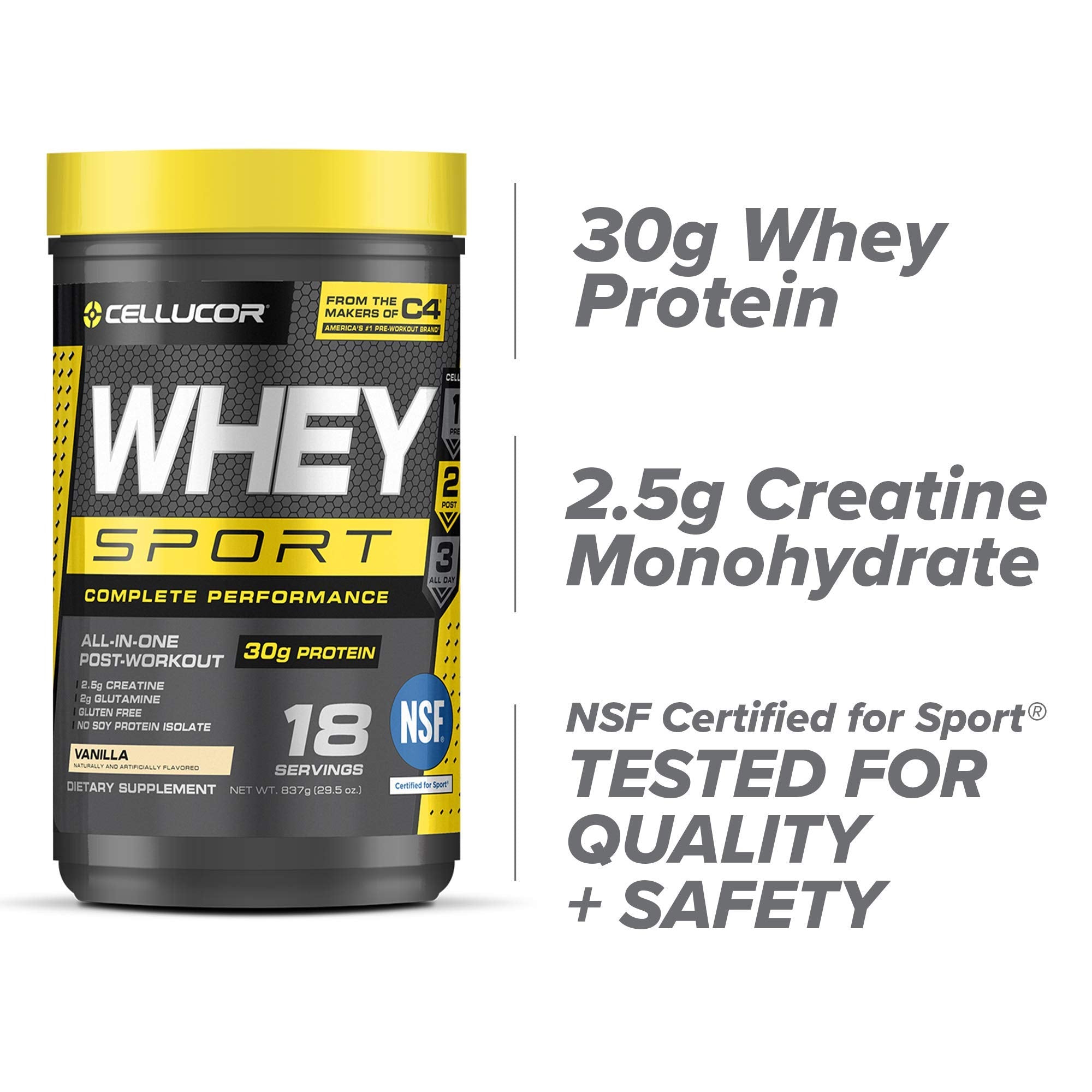 Cellucor Whey Sport Protein Powder Vanilla | Post Workout Recovery Drink with Whey Pro CellucorUS supplements