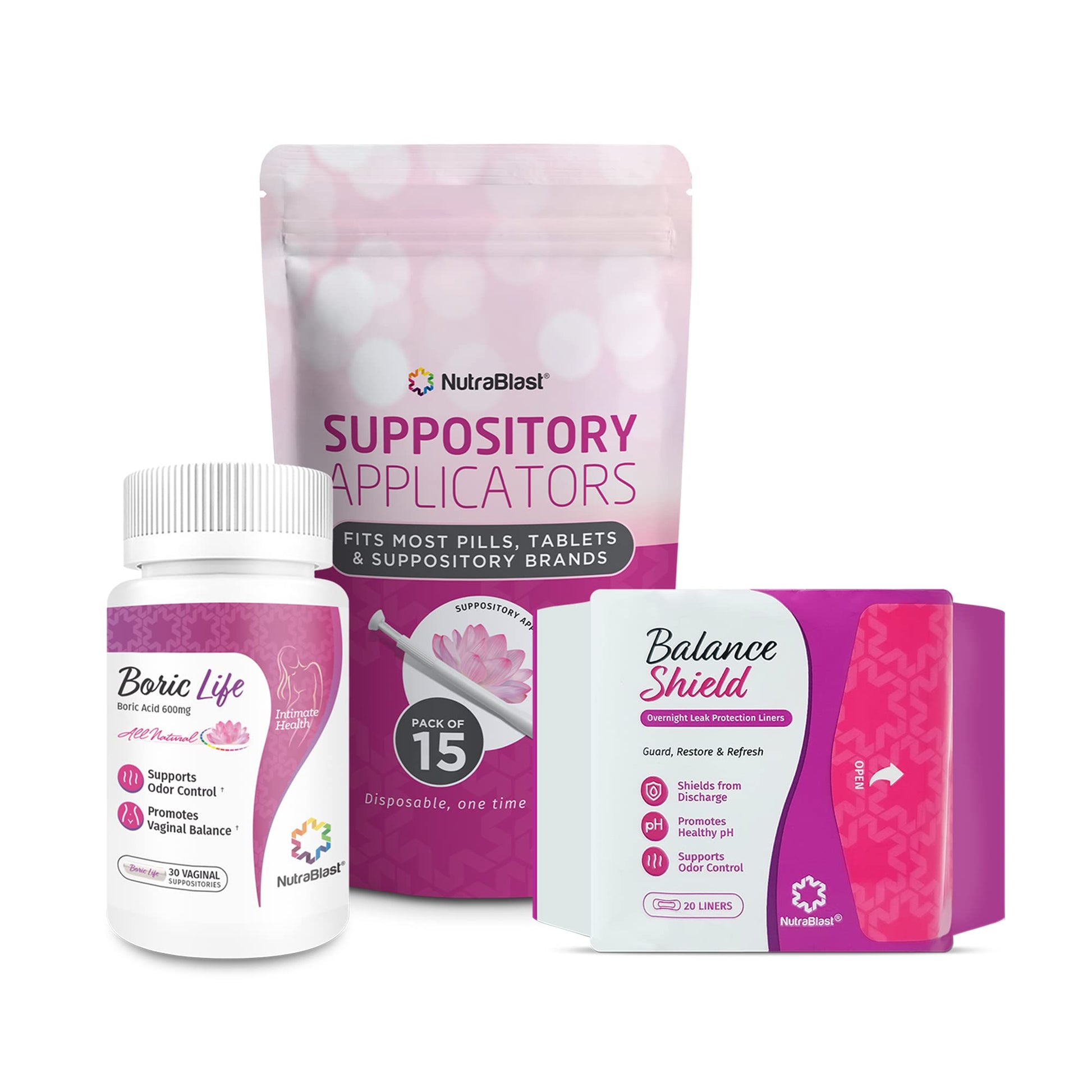 NutraBlast Boric Acid Vaginal Suppositories 600mg (30 Count) w/Disposable Vaginal Applicators NutraBlastAu supplements