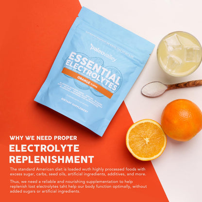 Paleovalley Essential Electrolytes Powder - Full Spectrum Orange Electrolyte Powder for Hydration, Energy and Muscle Recovery - No Sugar Added - 30 Servings PaleovalleyUS supplements