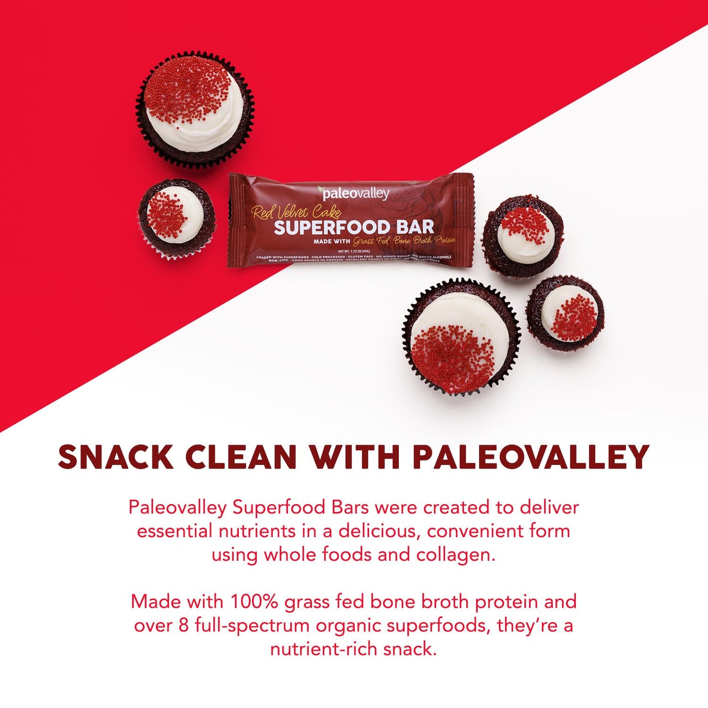 Paleovalley Superfood Bars – Red Velvet– 10 Pack – 9g Protein per Bar – Gluten-Free, Grain-Free, Paleo, Non-GMO – On-the-Go Snack PaleovalleyUS supplements