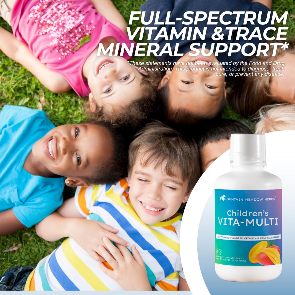 Mountain Meadow Herbs Children's Vita-Multi: Blended Vitamin & Mineral Supplement - Fast Absorbing Liquid Kids Vitamins with Fruits, Greens, and Eye-Protecting Lutein (16 oz.) Mountain Meadow HerbsAu supplements