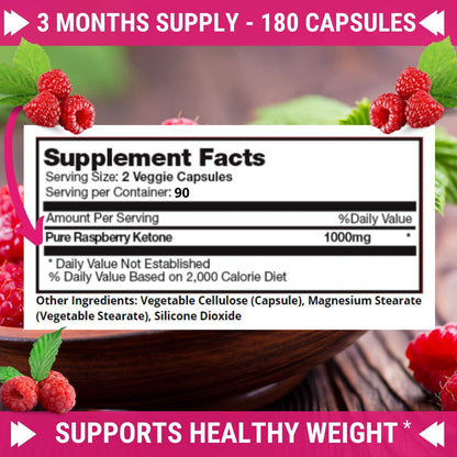 FRESH HEALTHCARE Pure 100% Raspberry Ketones Max 1000mg Per Serving - 3 Month FRESH HEALTHCAREUS supplements