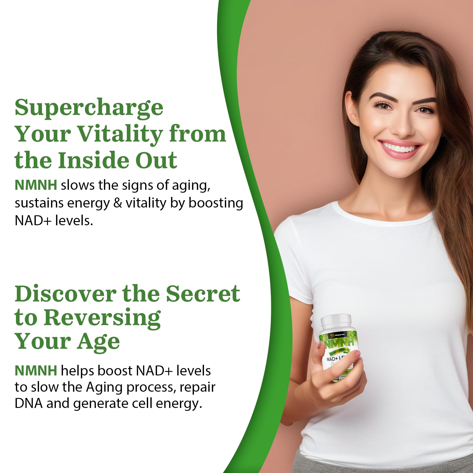 Mapurwn NMNH (Dihydronicotinamide Mononucleotide), NMN Supplement, 500mg per Serving NAD Supplement to Boost NAD+ Levels As We Age for Women & Men, Anti-Aging, Energy, Focus, 120 Count MapurwnAu supplements
