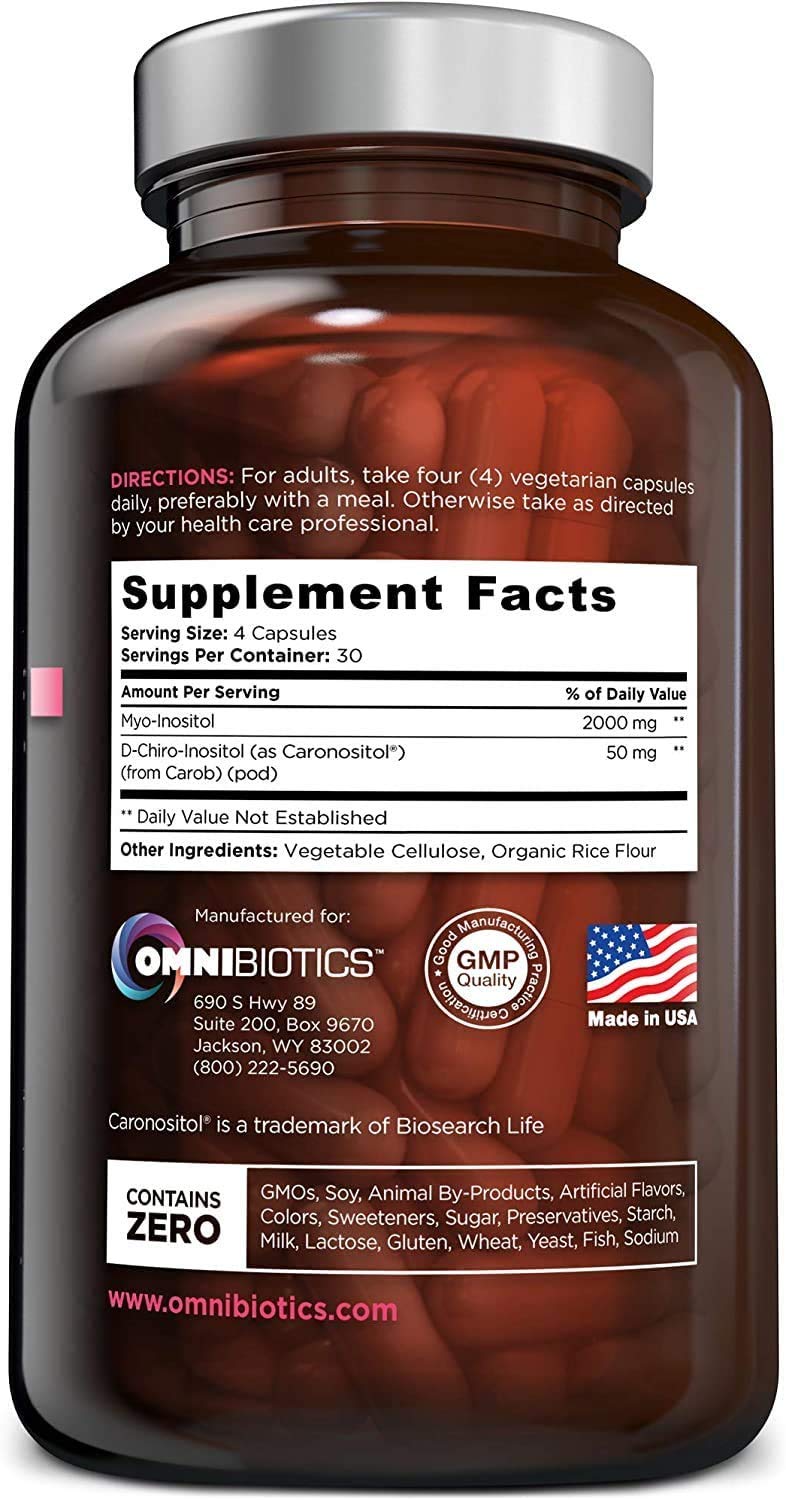 OmniBiotics Myo-Inositol & D-Chiro Inositol Supplement with 40:1 Ratio for Hormone Balance for Women - Women Supplement to Support Reproductive Health & Ovarian Function. Non-GMO - 120 Vegan Capsules OmniBioticsAu supplements