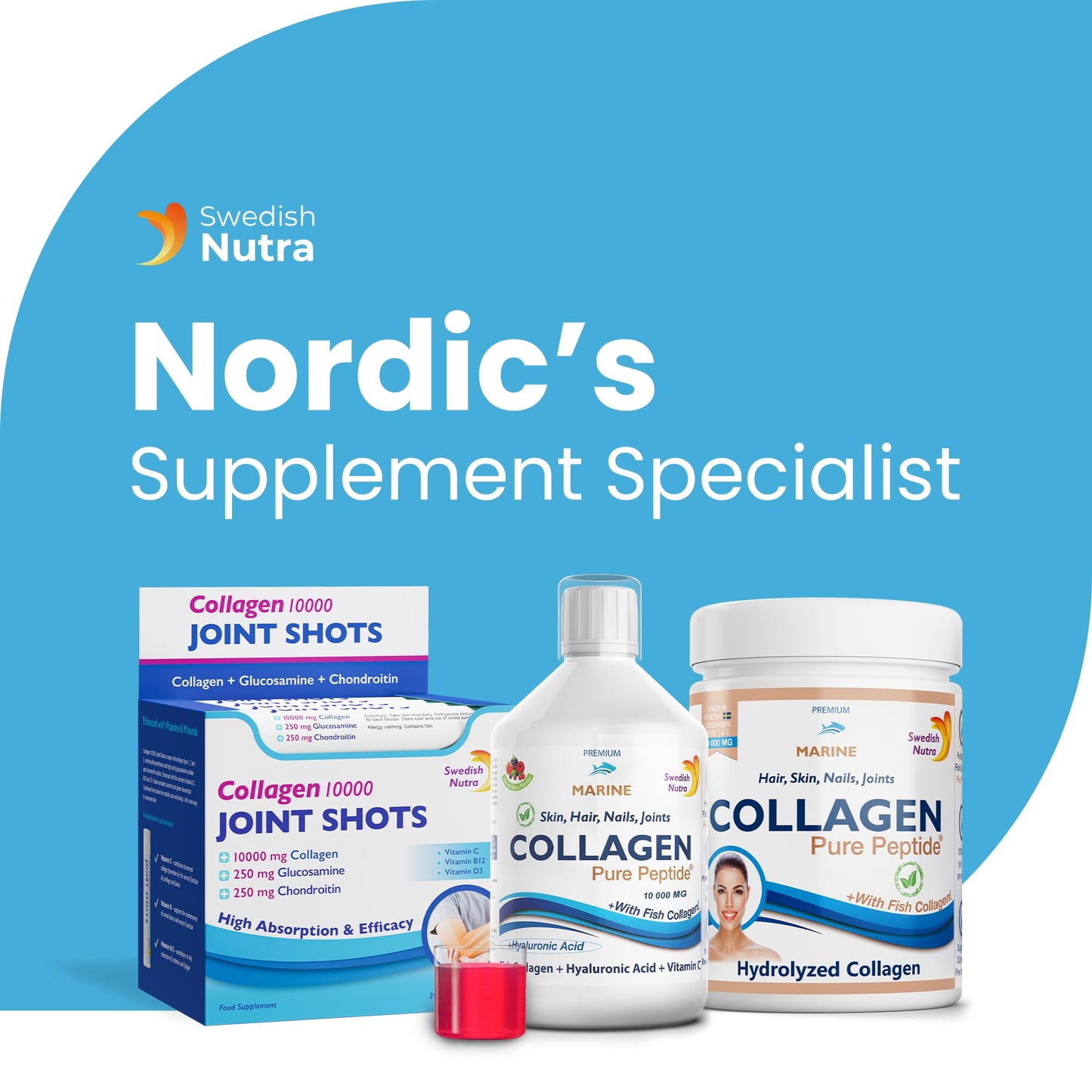 Marine Liquid Collagen 10000mg 500 ml I Pure Hydrolyzed Collagen Peptides Swedish NutraUS supplements