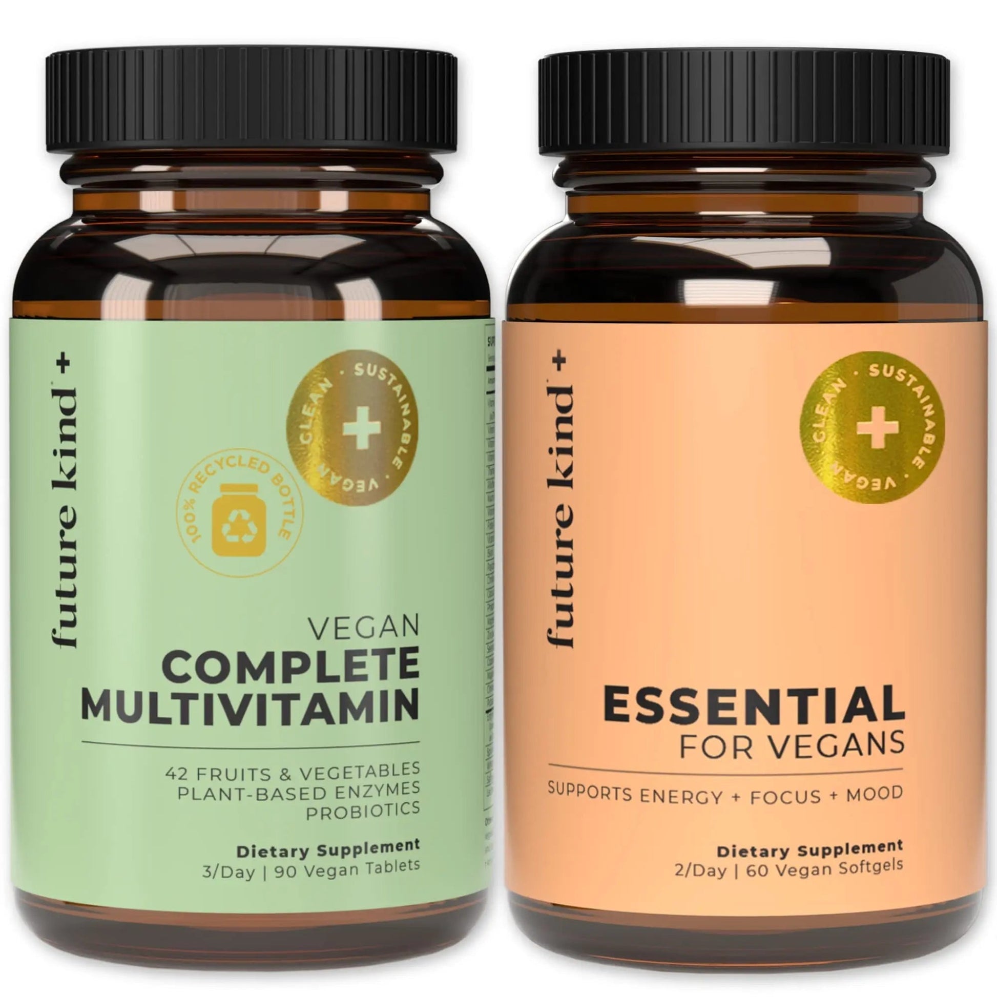 Future Kind Multivitamin Bundle - Vegan Complete Multivitamin and Vegan Essential Multivitamin - Vegan Vitamin B12, Omega 3, and Vitamin D3 - Complete Multivitamin, 42 Vitamins in 1 for Men and Women Future KindAu supplements