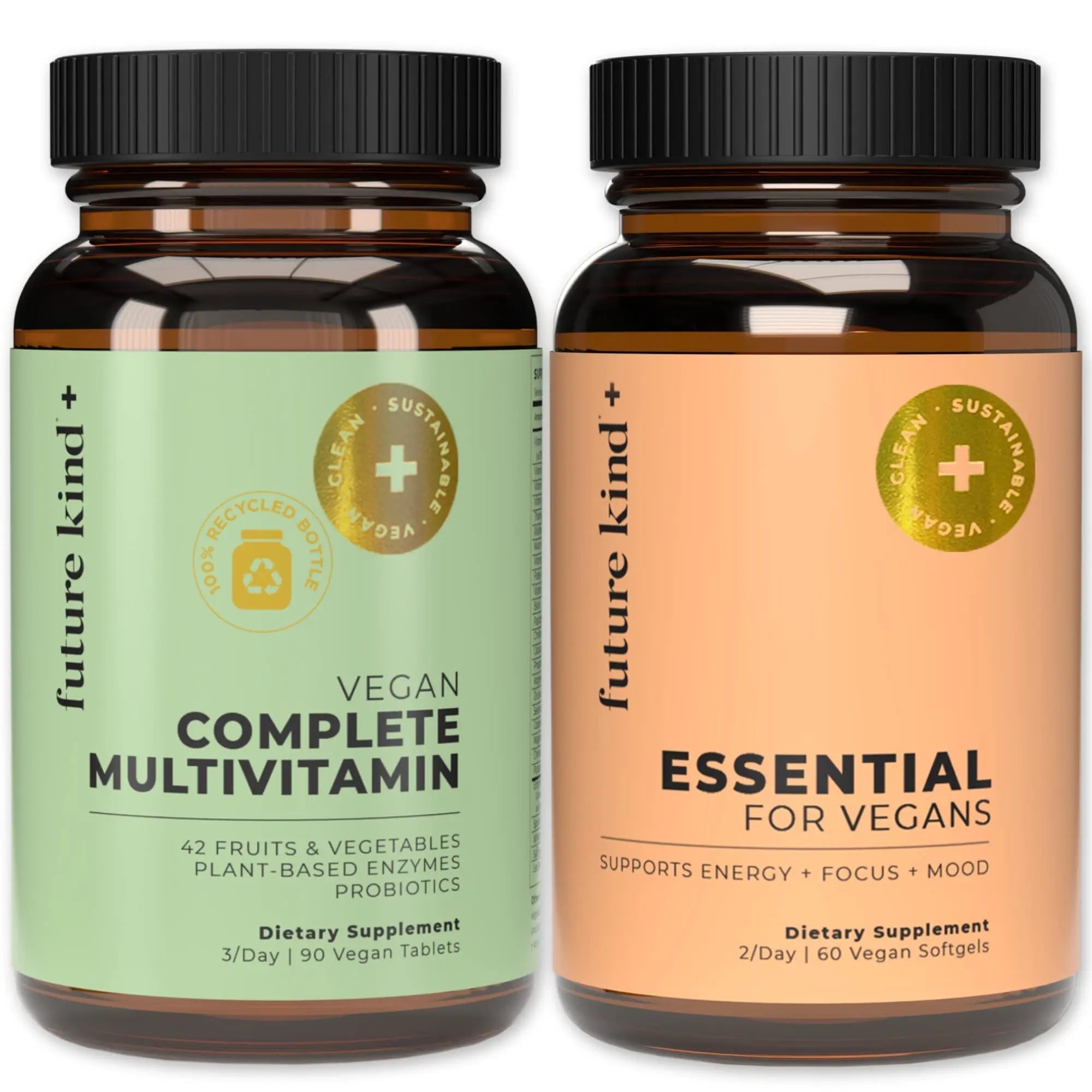 Future Kind Multivitamin Bundle - Vegan Complete Multivitamin and Vegan Essential Multivitamin - Vegan Vitamin B12, Omega 3, and Vitamin D3 - Complete Multivitamin, 42 Vitamins in 1 for Men and Women Future KindAu supplements