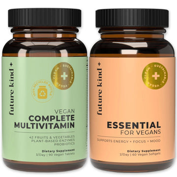 Future Kind Multivitamin Bundle - Vegan Complete Multivitamin and Vegan Essential Multivitamin - Vegan Vitamin B12, Omega 3, and Vitamin D3 - Complete Multivitamin, 42 Vitamins in 1 for Men and Women Future KindAu supplements