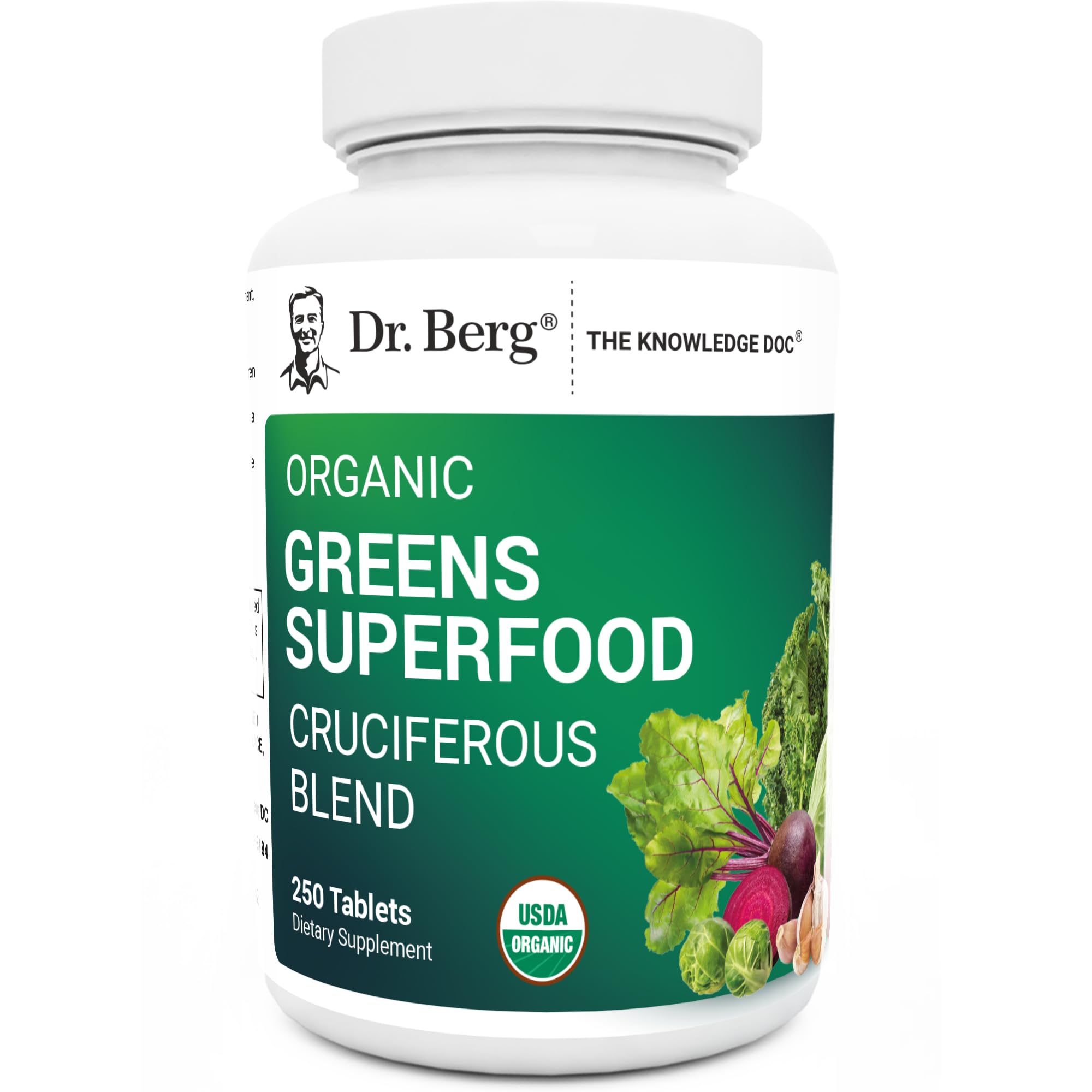 Dr. Berg's Greens Superfood Cruciferous Vegetable Tablets - Vegetable Supplements for Adults w/ 11 Phytonutrient Super Greens Tablets - Energy, Immune System & Liver Veggie Tablets - 250 Tablets Dr. Berg NutritionalsAu supplements