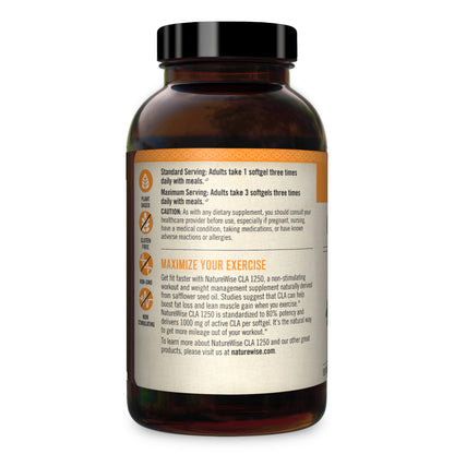 NatureWise CLA 1250 Support Exercise Naturally (2-Month Supply), Support Fitness goals NatureWiseUS supplements