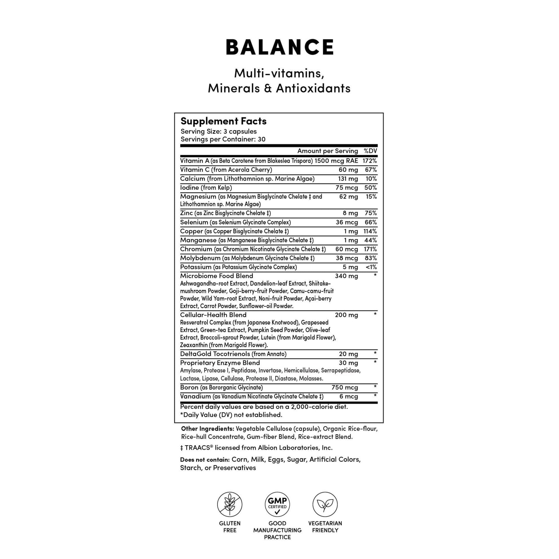 Tranont Balance | 90 Count | Multi-Mineral & Vitamin Capsules for Adults | Vitamin C, A, and E Magnesium, Zinc, Calcium, and Iodine | Boosts Immunity, Energy, and Digestion | Gluten Free, Vegetarian TranontAu supplements