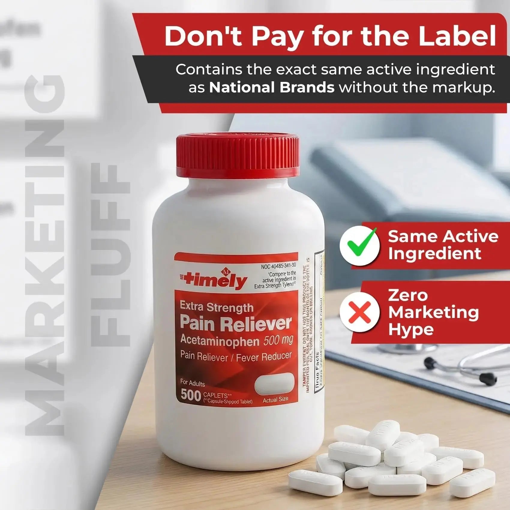 TIME-Cap Labs 500 Caplets Extra Strength Acetaminophen 500mg - Pain Reliever & Fever Reducer for Adults, Helps with Headaches, Backaches, Muscle Pain, Toothaches, Arthritis & Menstrual Cramps TIME-CAP LABS, INC.Au supplements