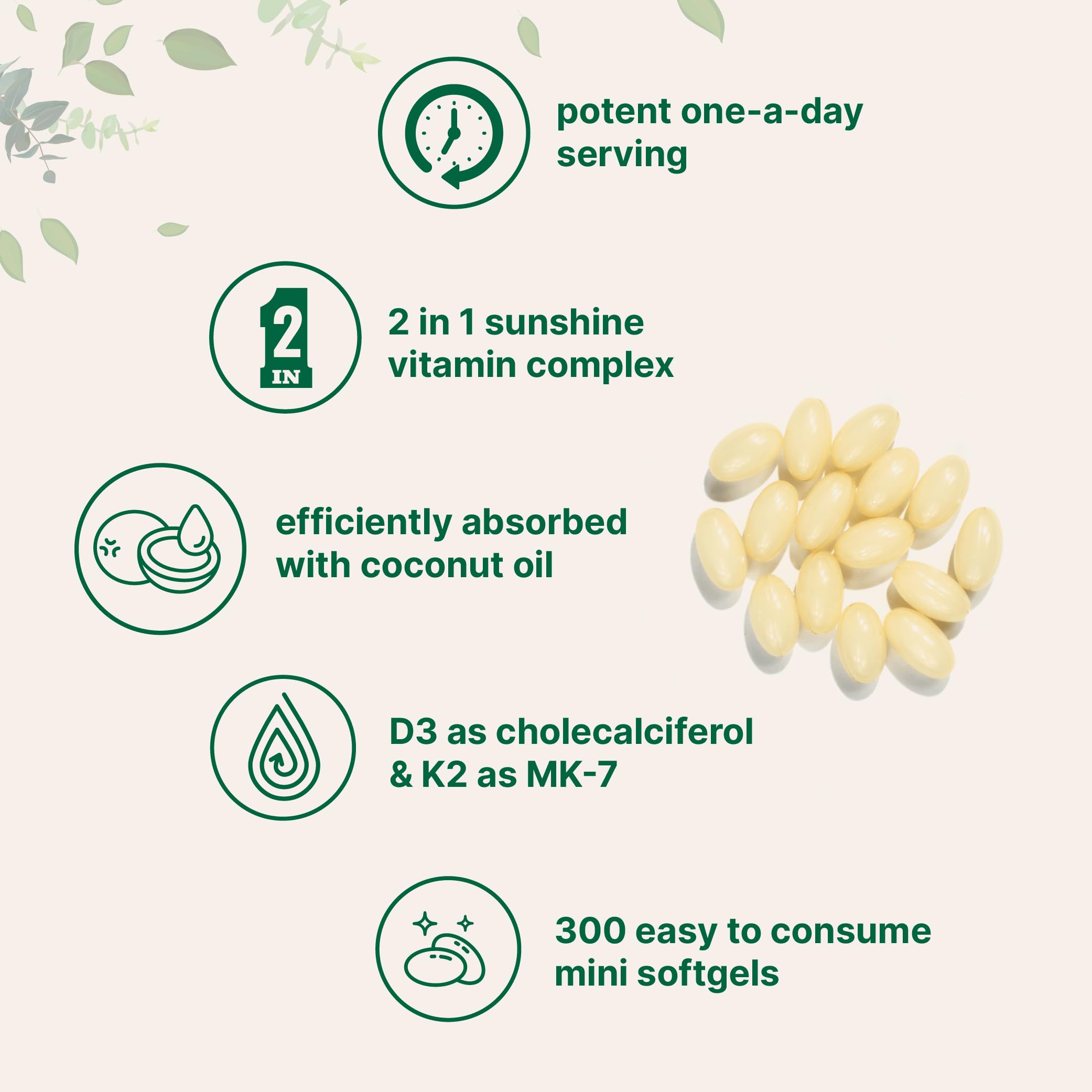 Micro Ingredients Vitamin D3 5000 IU Plus K2 (MK-7) 100 mcg, 300 Virgin Coconut Oil Softge Micro IngredientsUS supplements