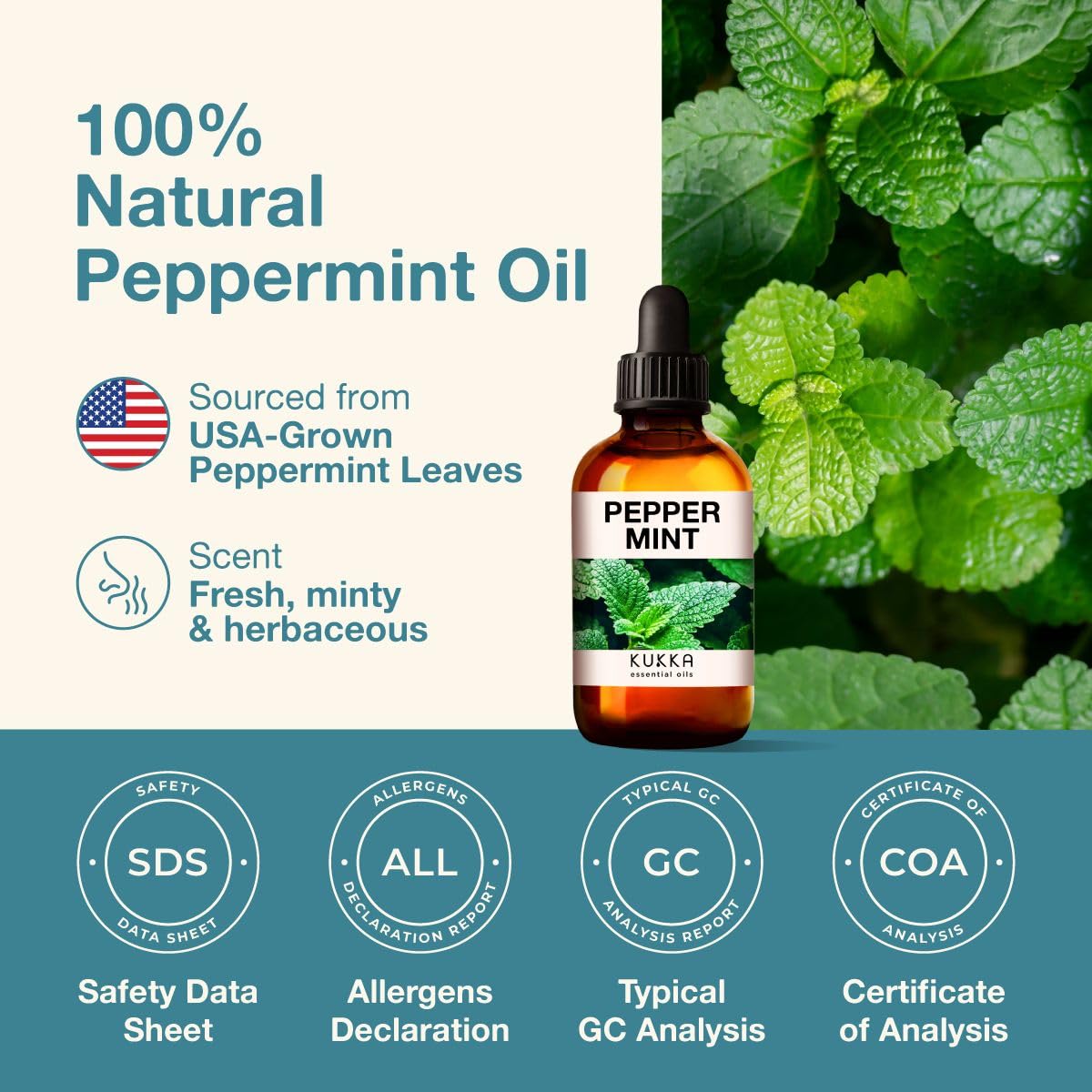 Kukka Peppermint Oil for Hair - Natural Mint Essential Oils - Premium Grade Natural Peppermint Essential Oil KUKKA essential oilsAu supplements