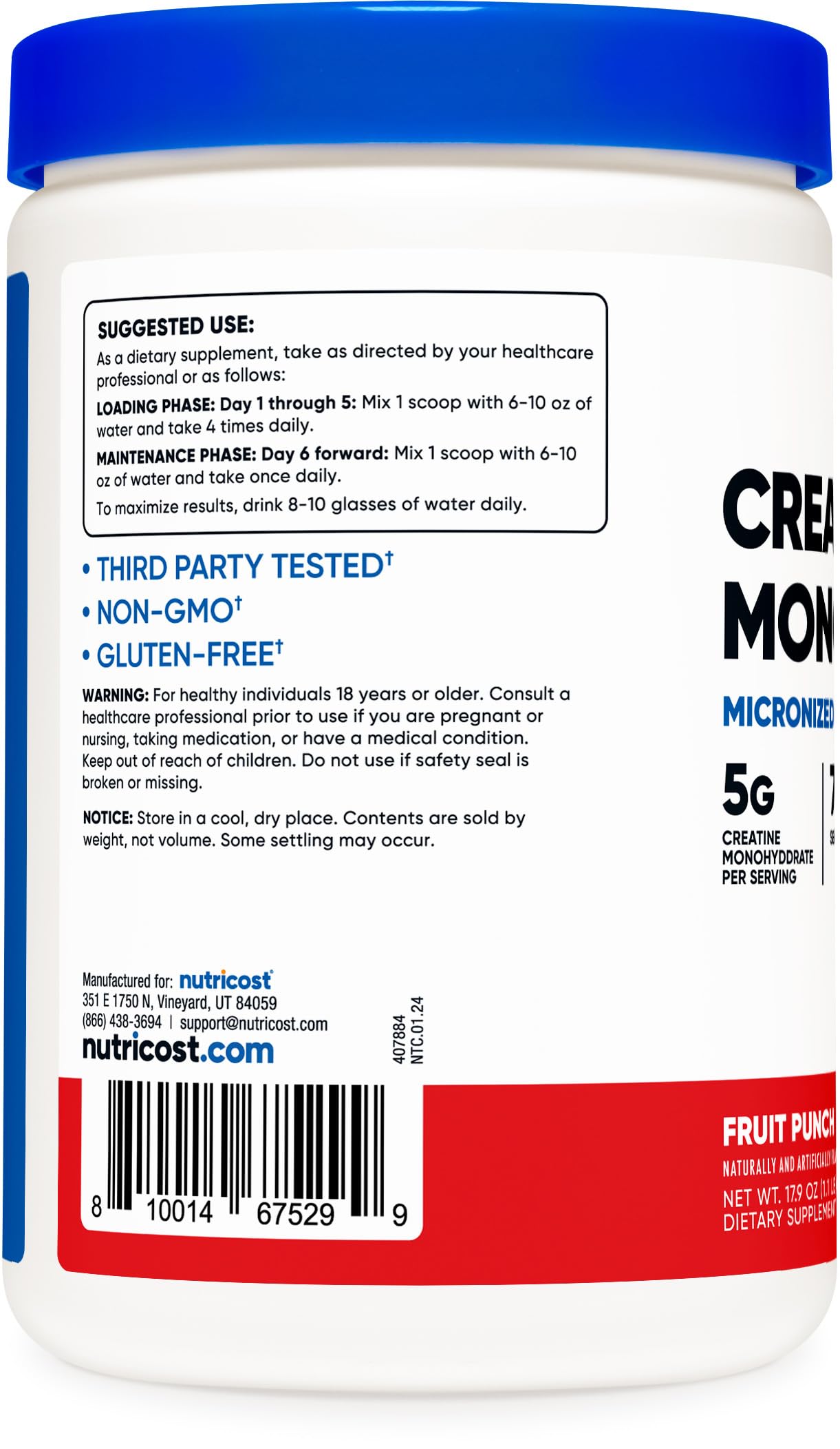 Nutricost Creatine Monohydrate Powder (Fruit Punch, 500 Gram) NutricostUS supplements