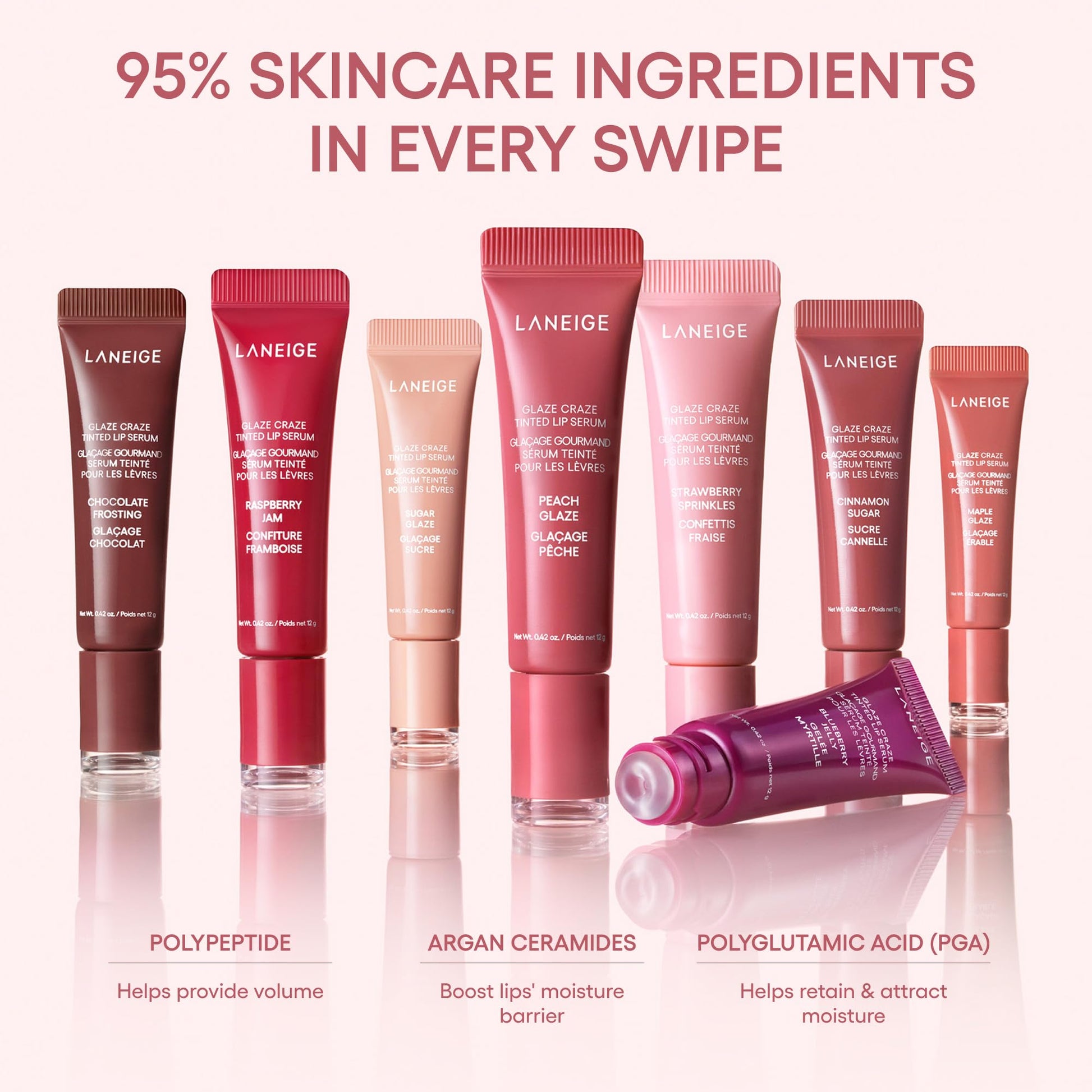 LANEIGE Glaze Craze Tinted Lip Serum, Strawberry Sprinkles: Hydrating Serum for Glossy,Nourished Lips with Plumping Polypeptides,0.42 oz LANEIGEAu supplements