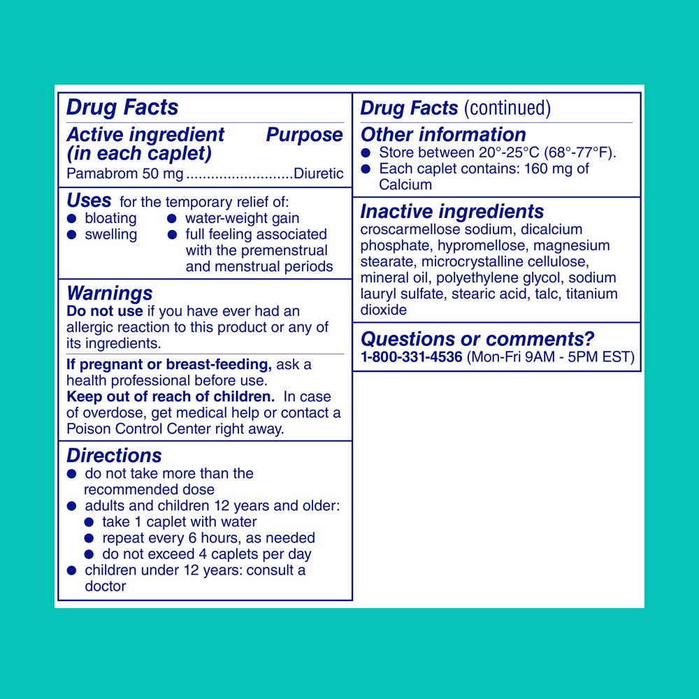 Midol Bloat Relief Caplets with Pamabrom, Relieve Bloating Symptoms Before and During Your Period, Provides Up to 6 Hours of Relief for Women, 60 Count MidolAu supplements
