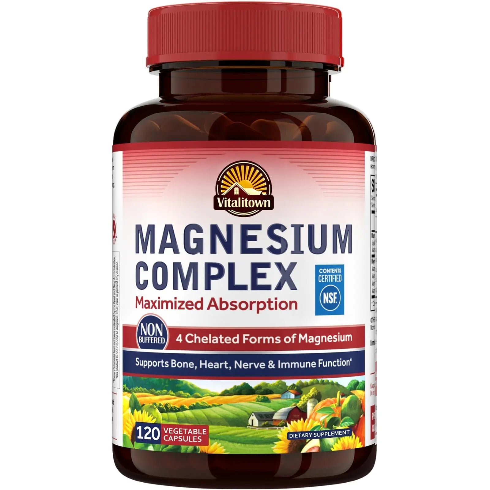 Vitalitown Magnesium Complex Supplement 500mg - NSF Certified Magnesium Glycinate, Malate, Taurate & Citrate - Chelated High Absorption & Gentle on Stomach - Vegan Non-GMO 120 Capsules VITALITOWNAu supplements