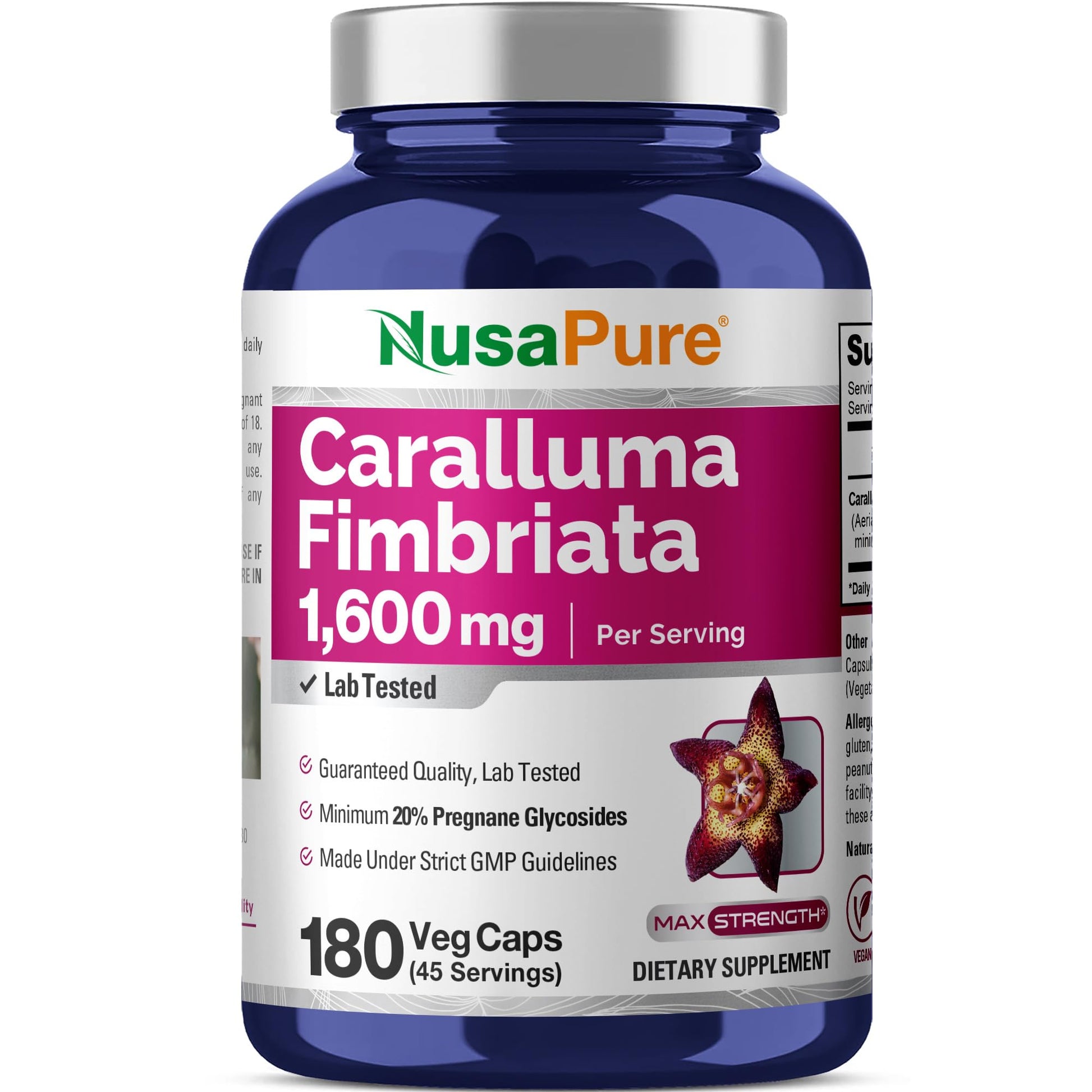 NusaPure Caralluma Fimbriata 1600mg - 180 Veggie Capsules (Non-GMO, Vegan) NusaPureAu supplements