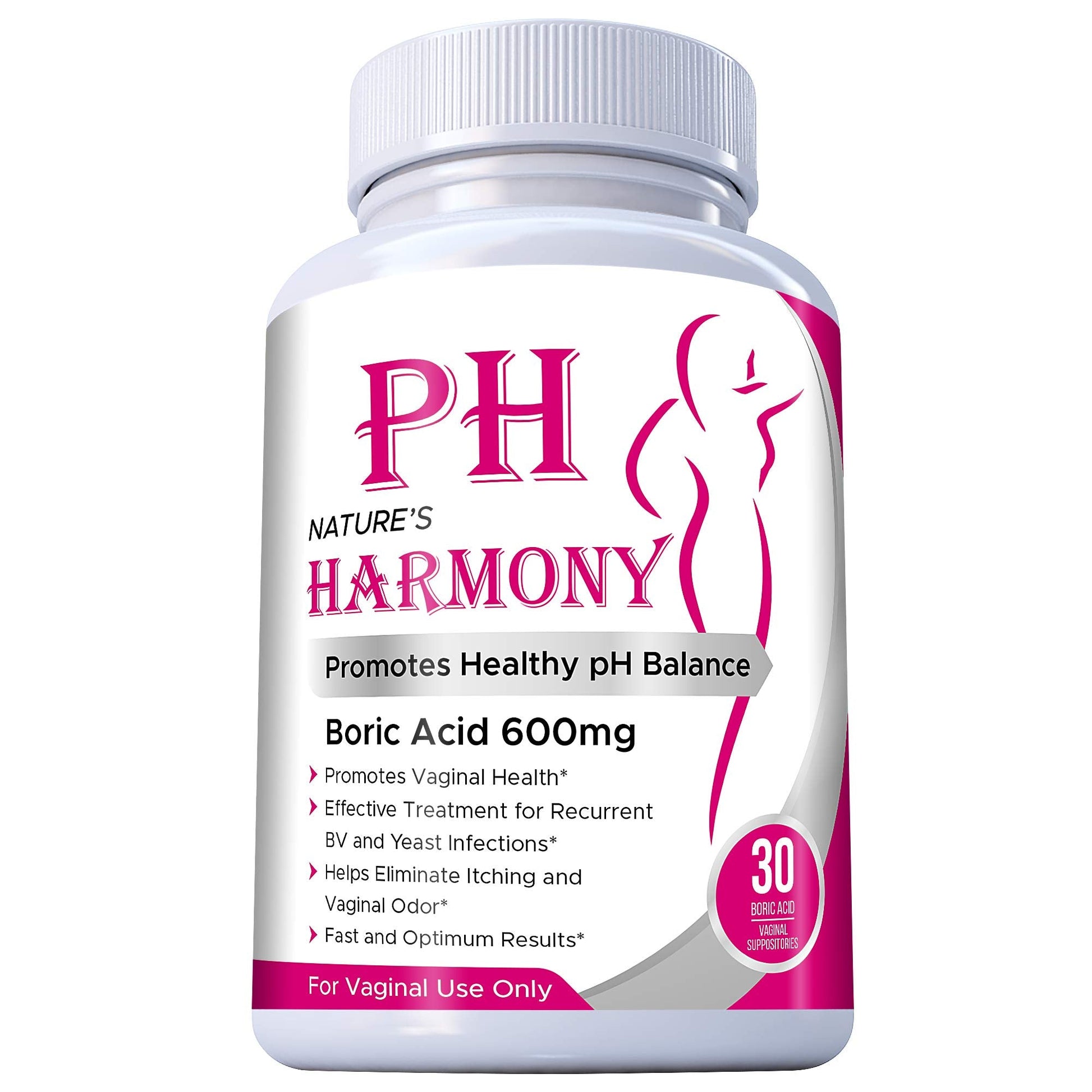 PURE PLANT HOME Boric Acid Suppositories Nature's Harmony 30 Count 600 mg 100% Pure Made in USA N'moreAu supplements