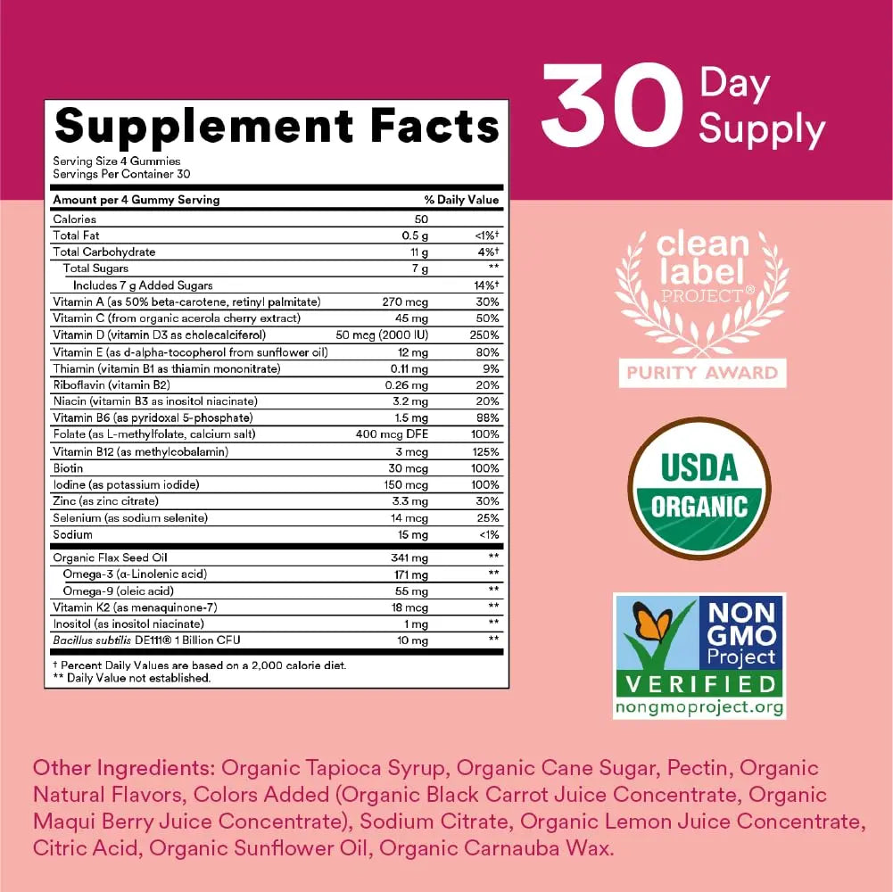SmartyPants Organic Women's and Toddler Multivitamin Gummies with Probiotics, Omega 3, Vitamins D3, B12, C, A, K, Zinc and More SmartyPantsAu supplements